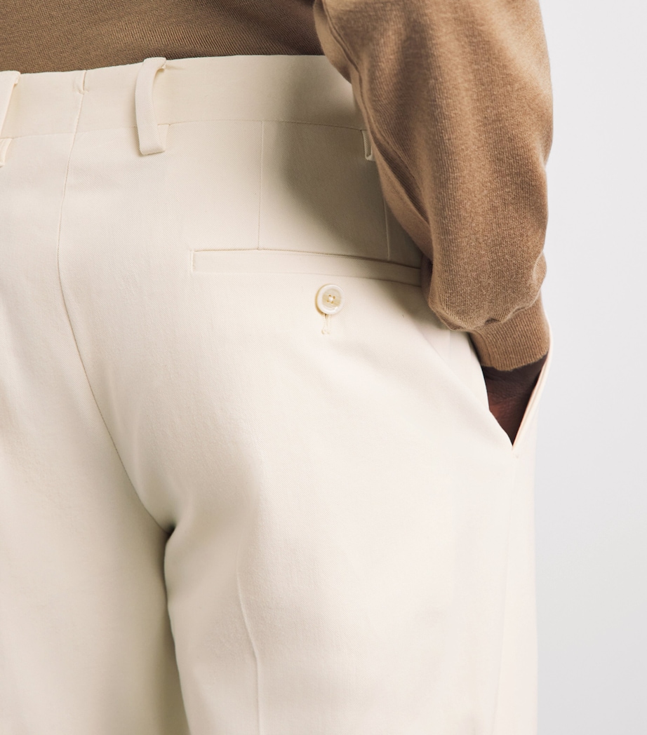 Lardini Mens Stretch-Cotton Twill Chinos Cream Image 3