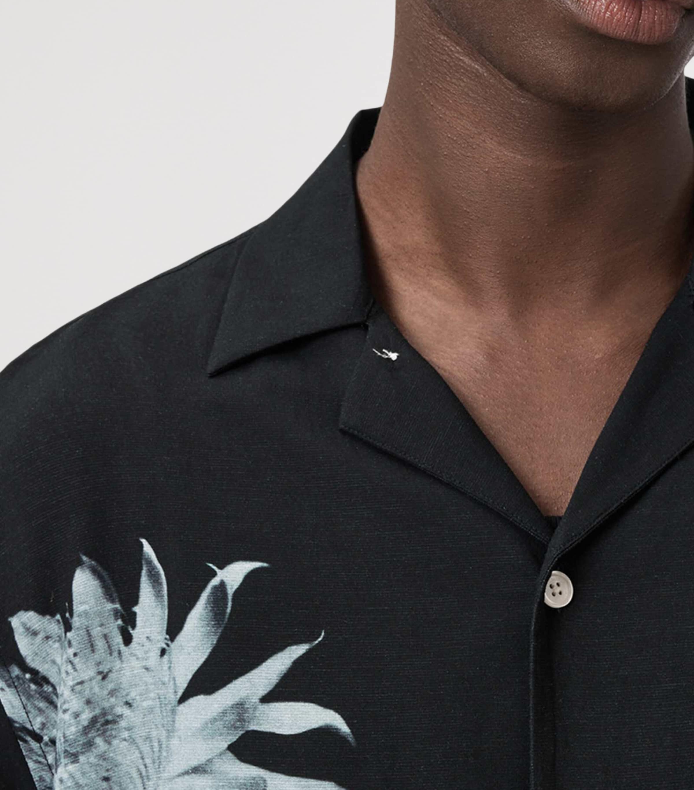 AllSaints Mens Printed Floraze Short-Sleeve Shirt Jet Black Image 6