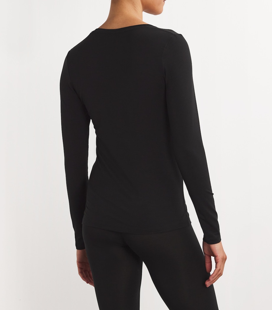 Falke Womens Long-Sleeve Daily ClimaWool T-Shirt Black Image 4