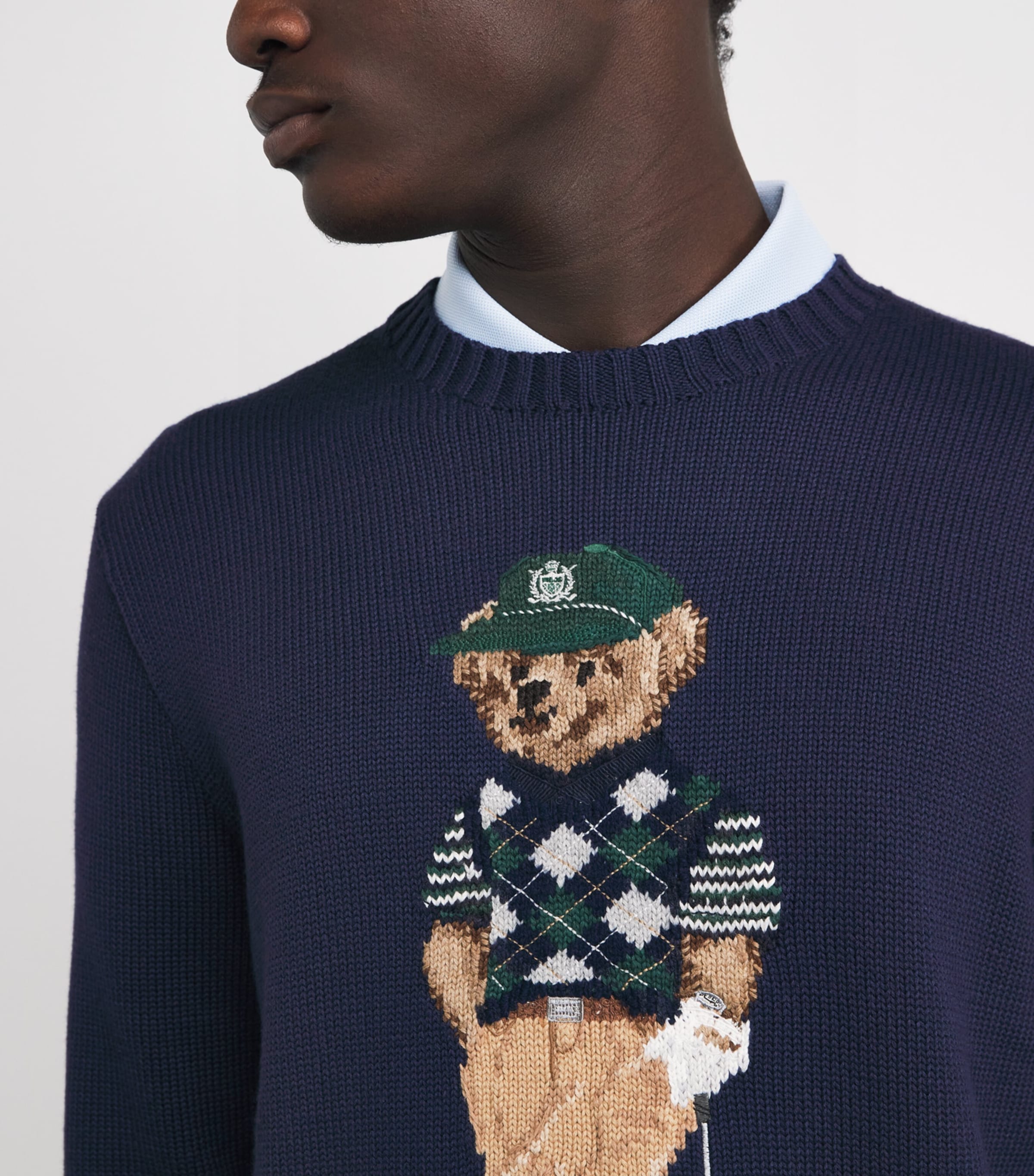 Cotton-Blend Polo Bear Sweater REFINED NAVY Image 6