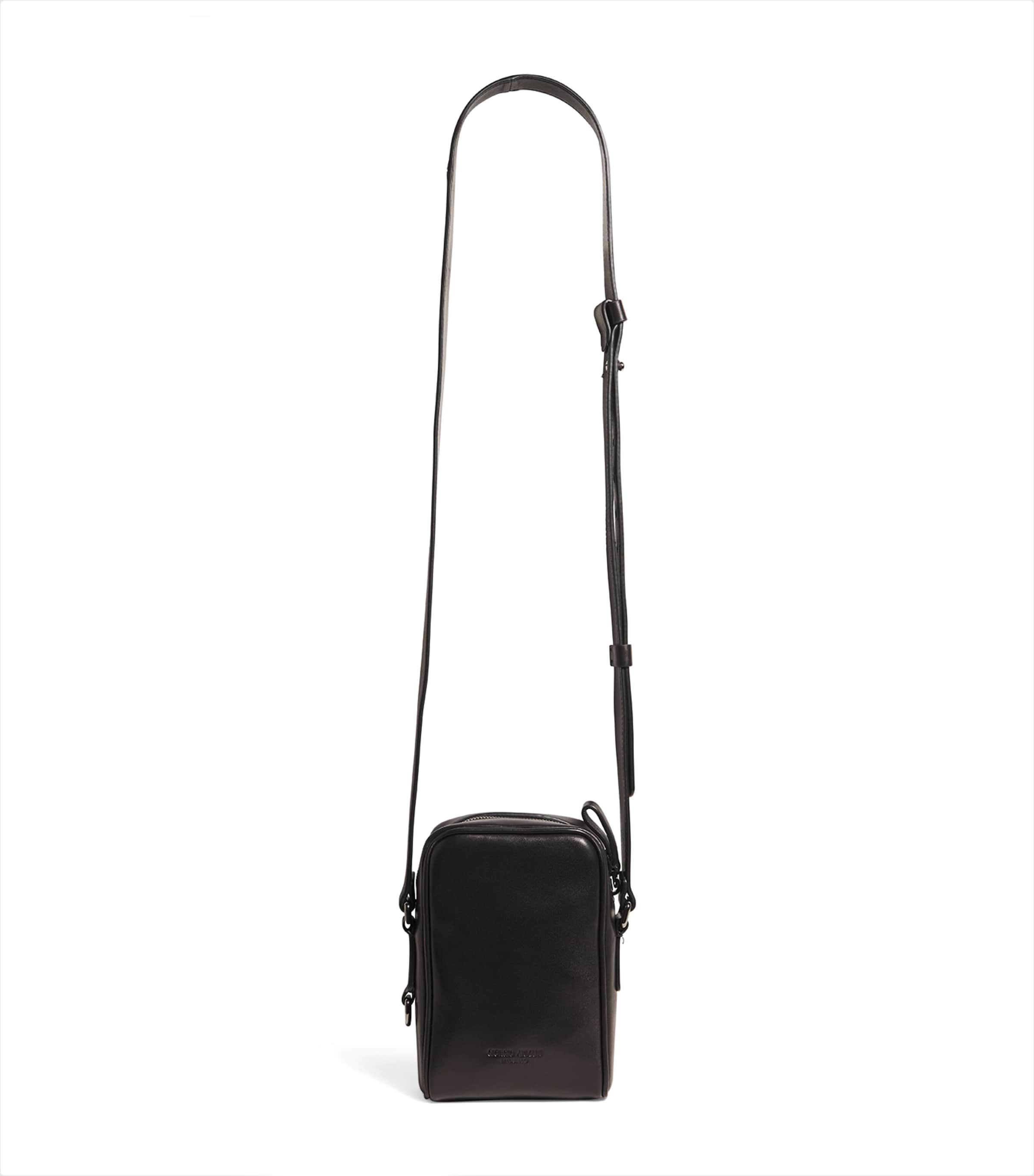 Giorgio Armani Lambskin Cross-body Bag In Black