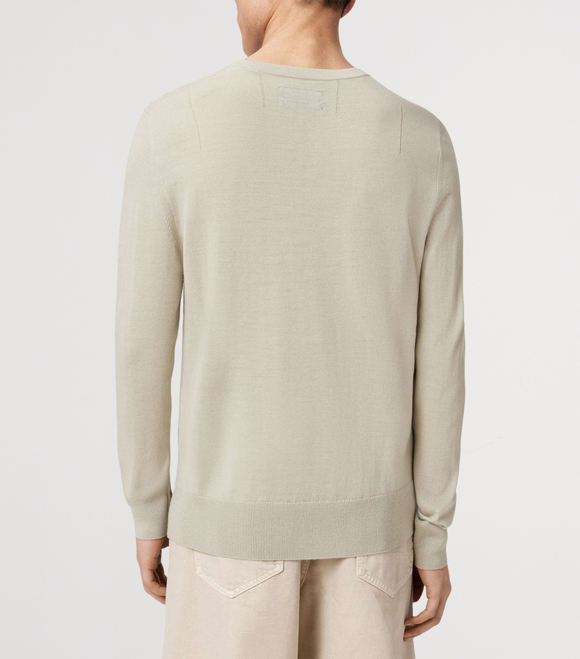 AllSaints Mens Merino Wool Slim Mode Sweater Powdered Green Image 4
