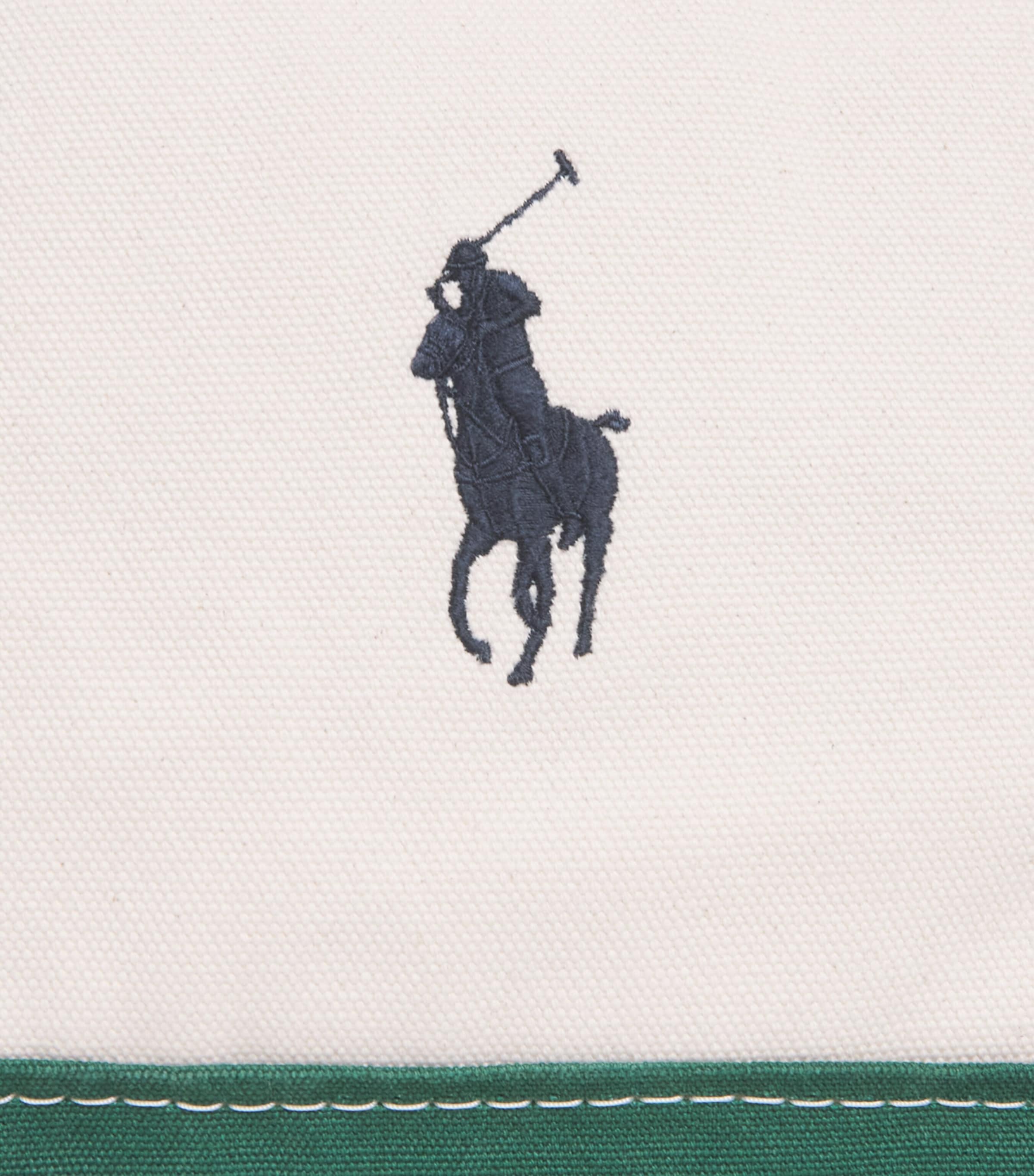 Polo Ralph Lauren Cotton Canvas Polo Pony Tote Bag Cream/green Image 6