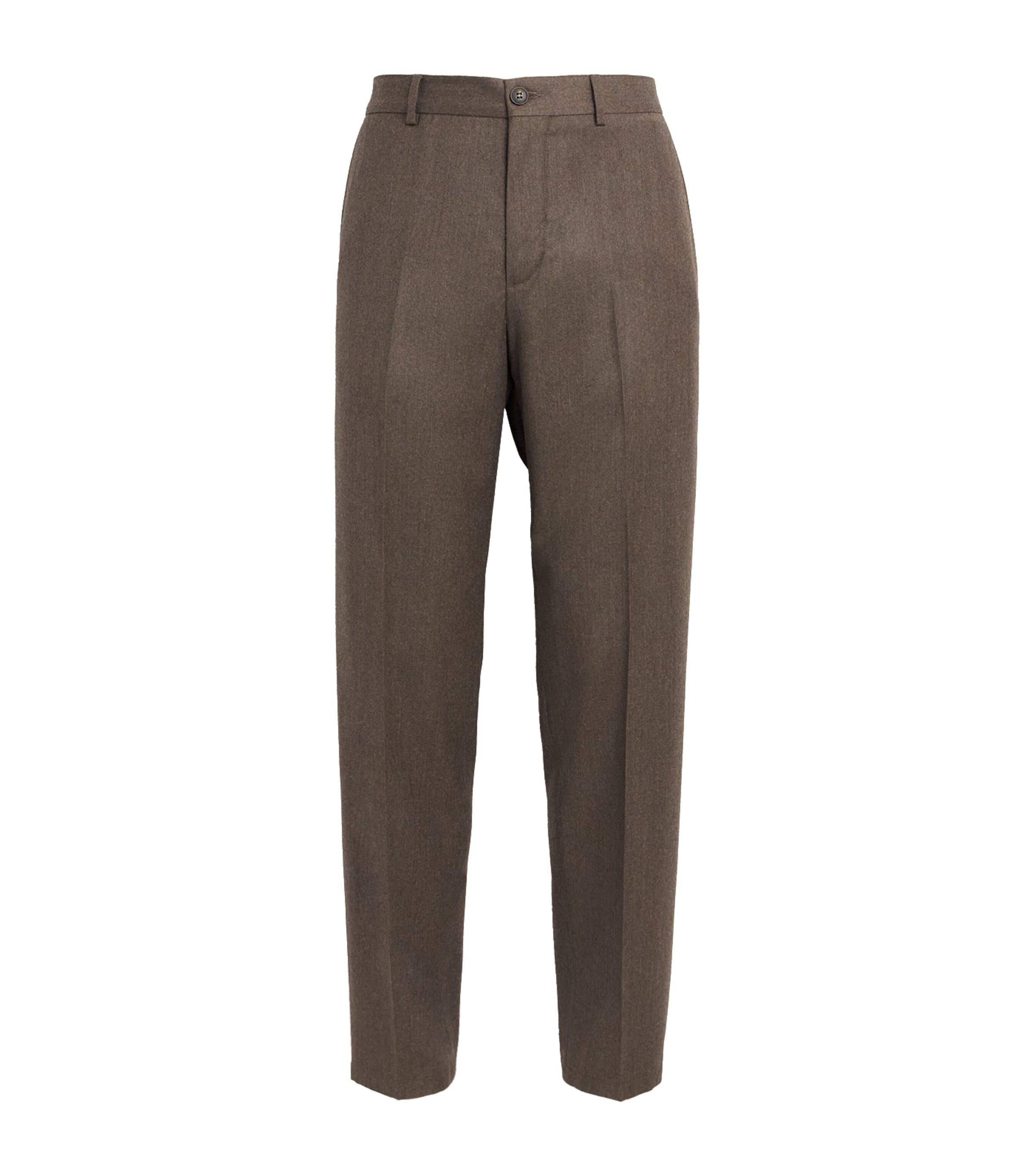 Virgin Wool-Cashmere Flat Front Trousers 41 BROWN Image 1