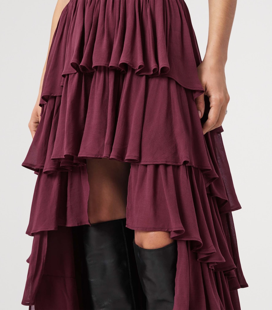 Ruffle Cavarly Maxi Skirt TAWNY PORT RED Image 7