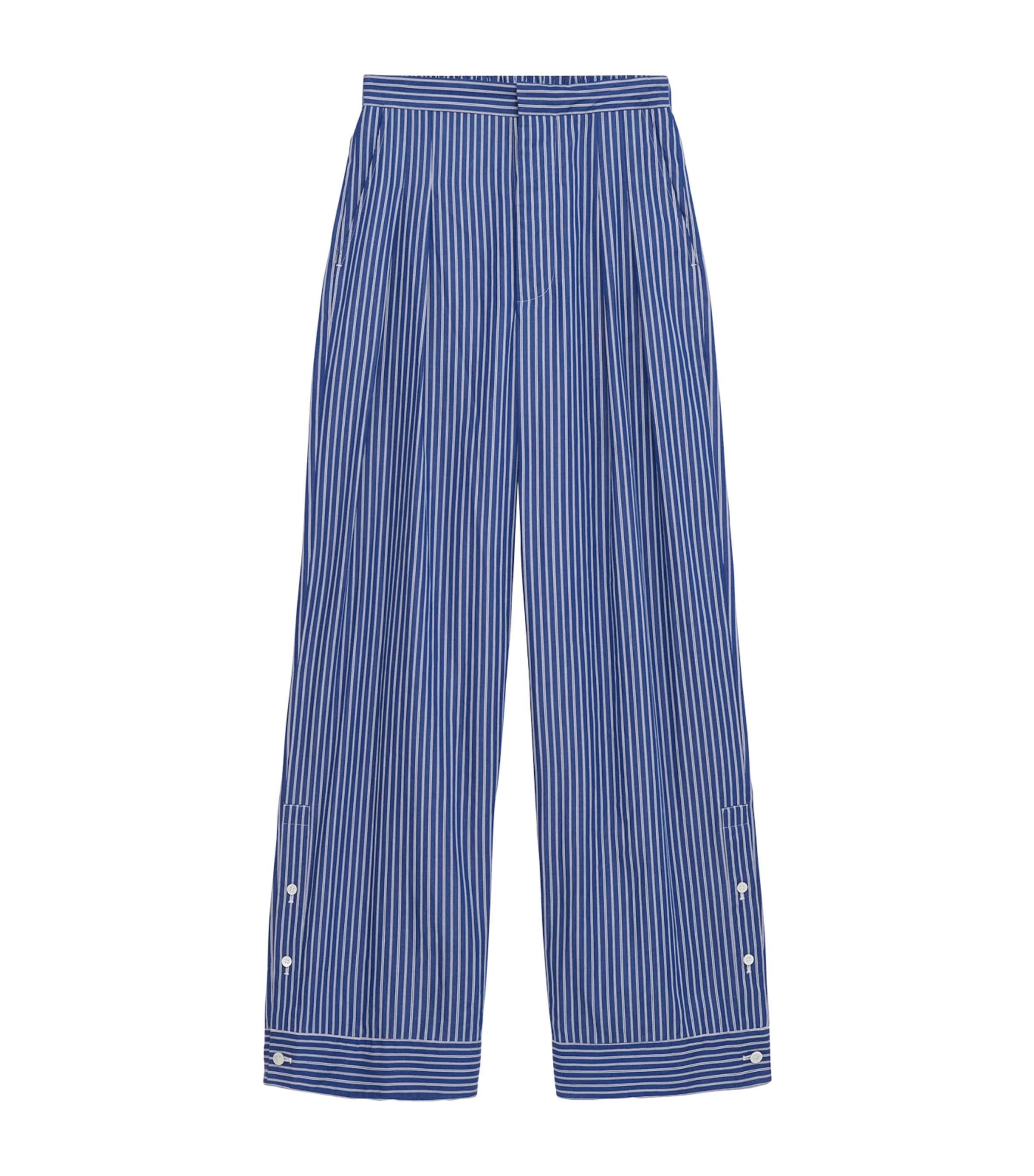 LOEWE Mens Cotton-Blend Stripe Trousers Navy/white Image 1