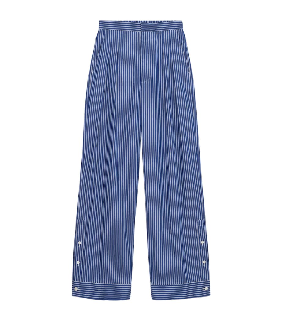 LOEWE Mens Cotton-Blend Stripe Trousers Navy/white Image 1