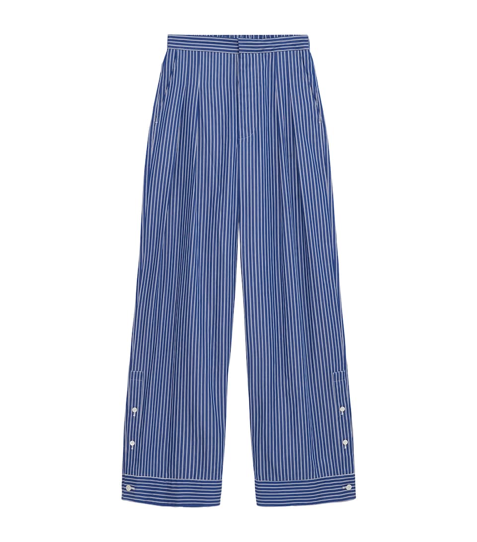 LOEWE Cotton-Blend Stripe Trousers Navy/white