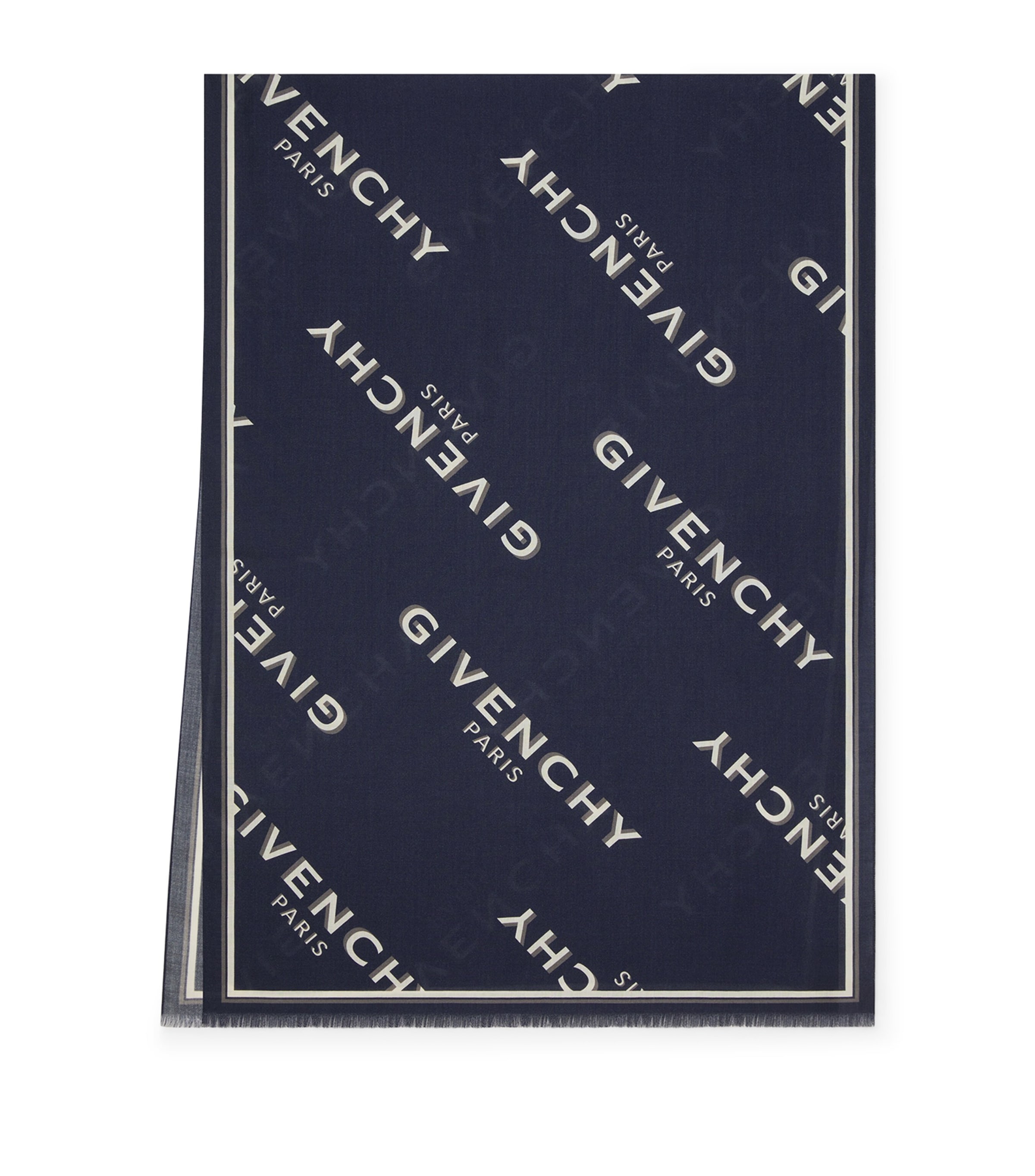 Wool-Silk Logo Stole NAVY Image 1