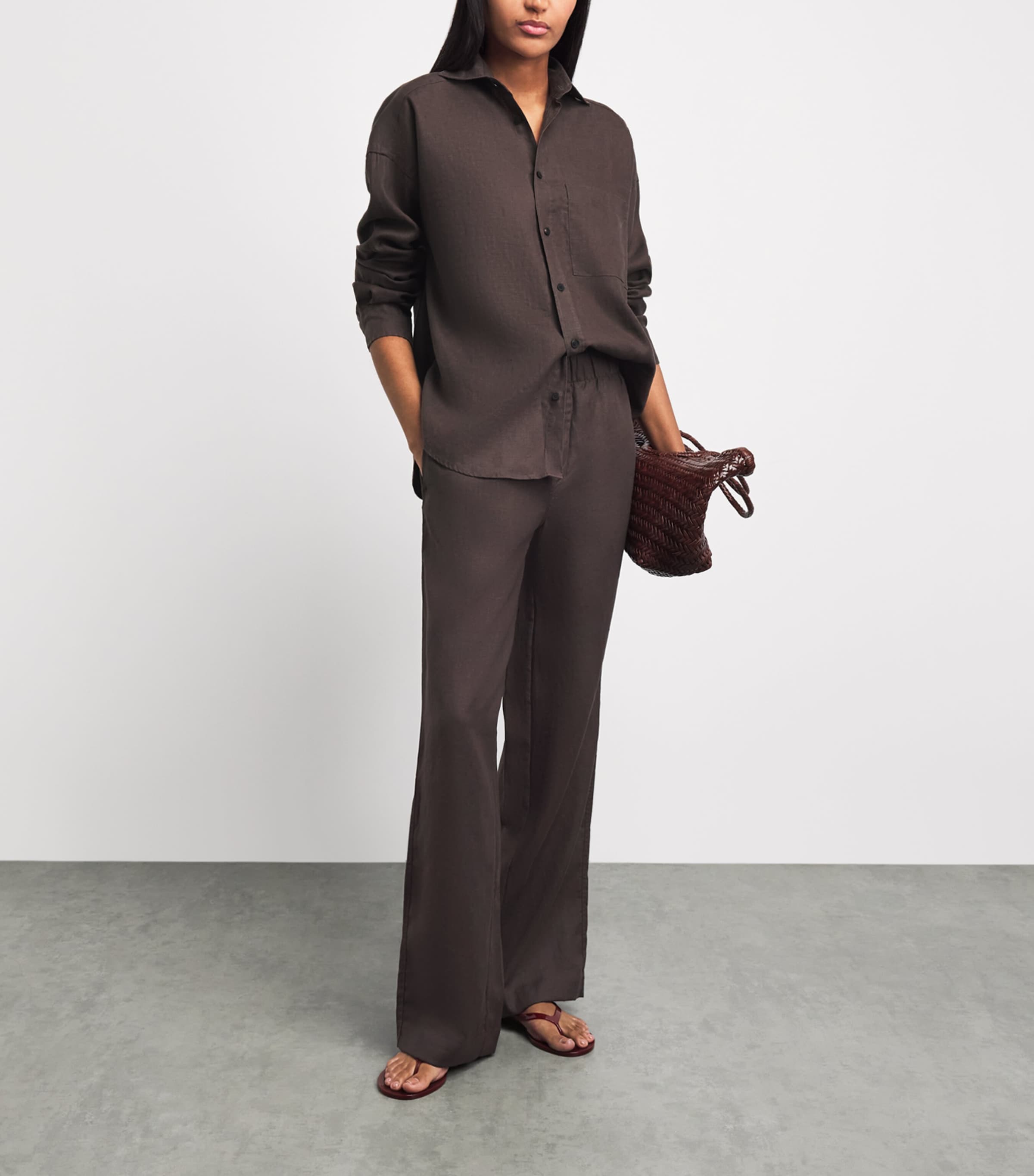 With Nothing Underneath Womens Hemp The Palazzo Trousers Chocolate Image 2