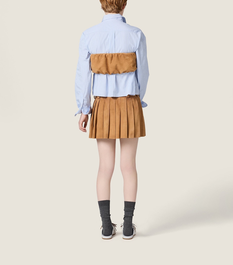 Miu Miu Womens Waxed Suede Bandeau Top Neutral Image 3