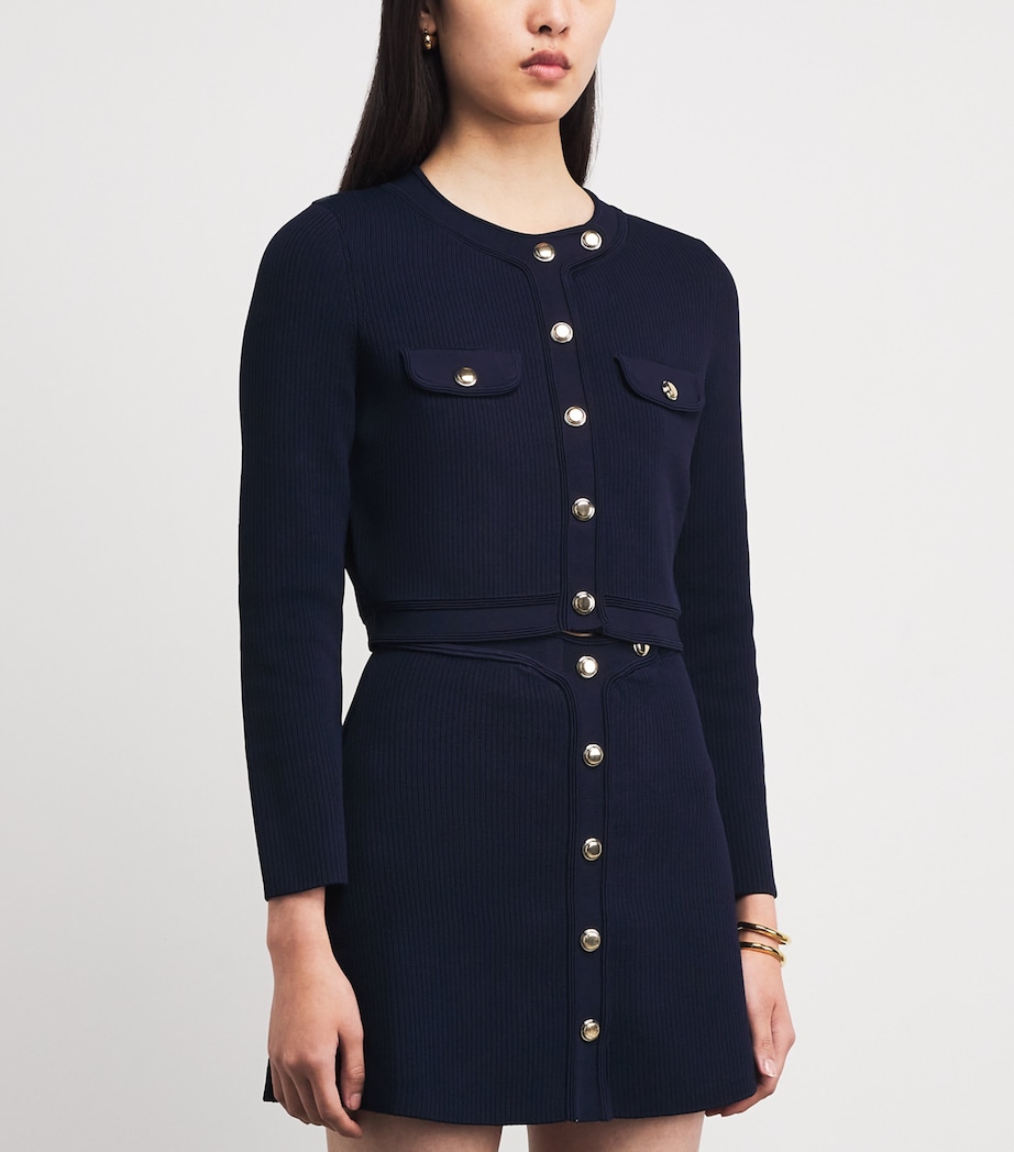 Wool Cropped Cardigan NAVY BLUE Image 3