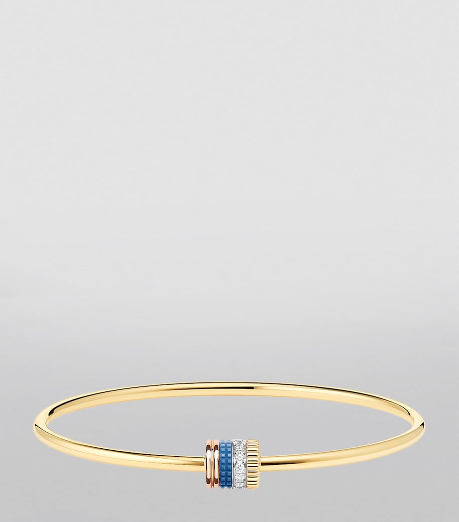 Mixed Gold and Diamond Quatre Blue Edition Bangle YELLOW GOLD Image 3