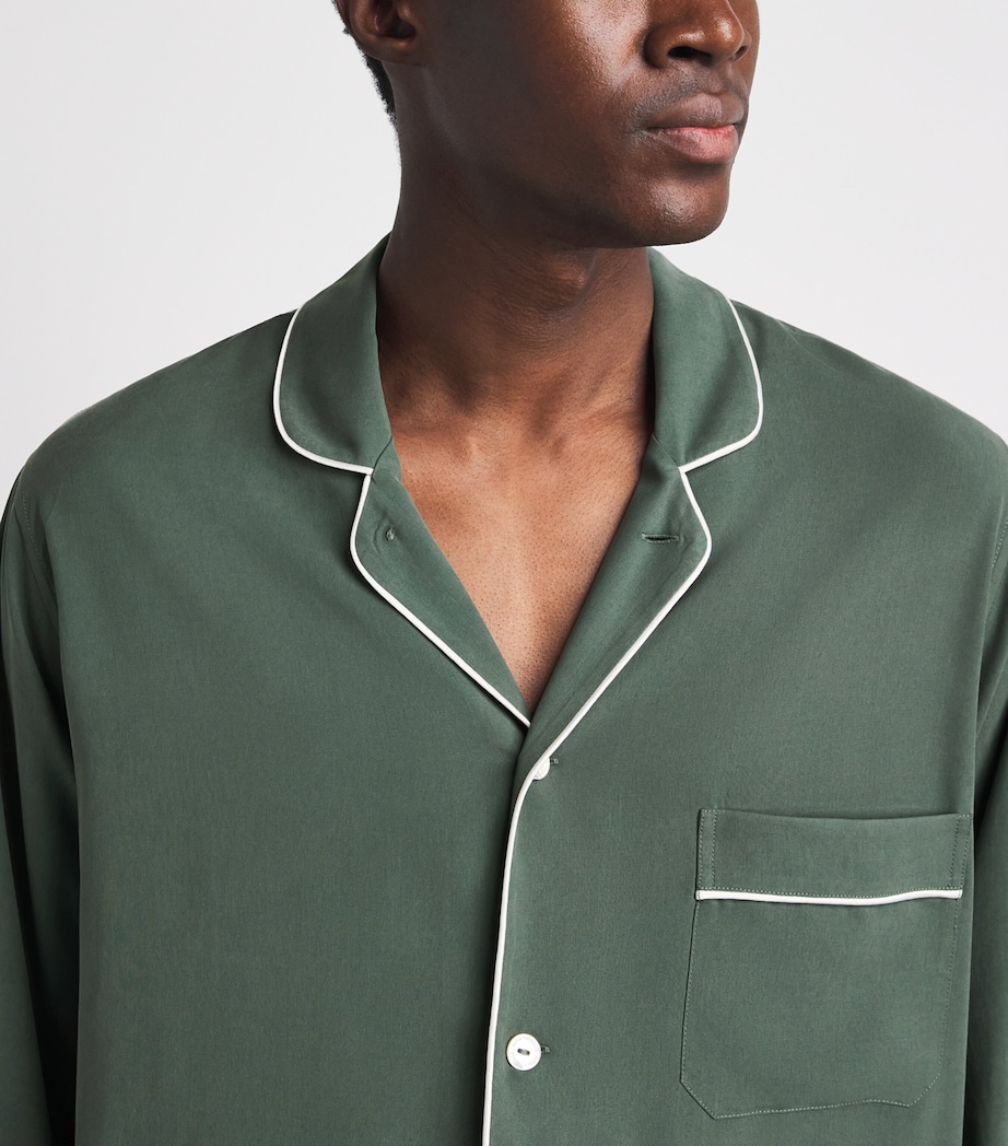 Olivia von Halle Mens Silk Twill Laurent Pyjama Set Forest Image 5