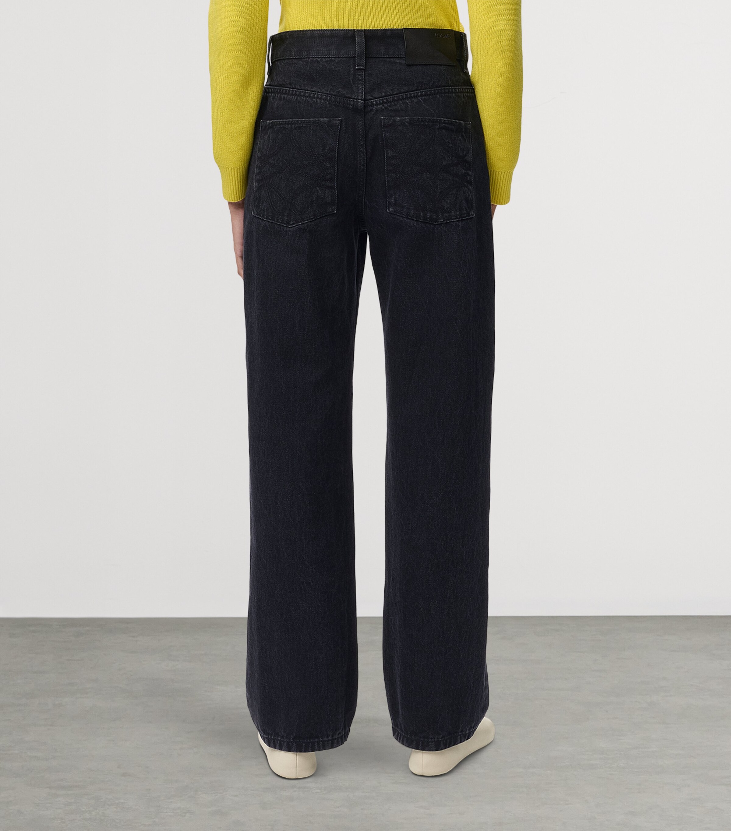 LOEWE Womens Embroidered-Anagram Straight Jeans Black Image 4