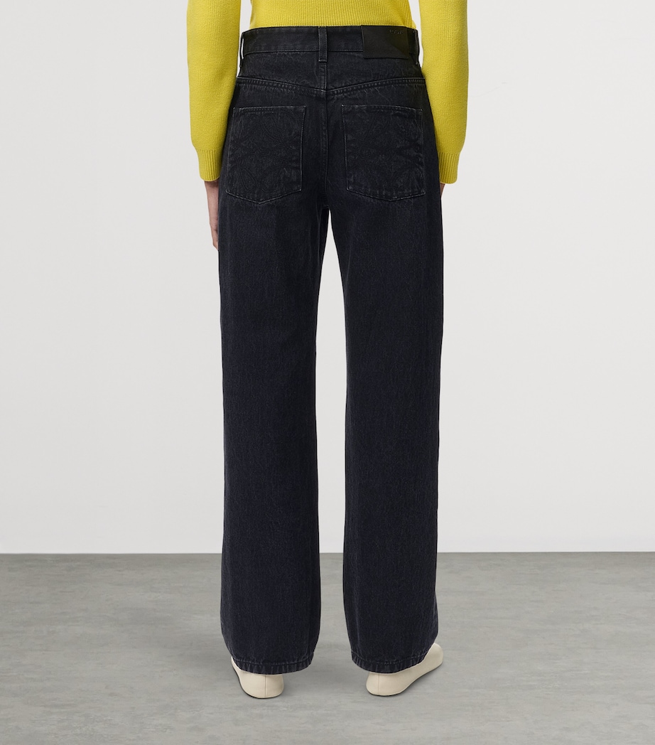 LOEWE Womens Embroidered-Anagram Straight Jeans Black Image 4