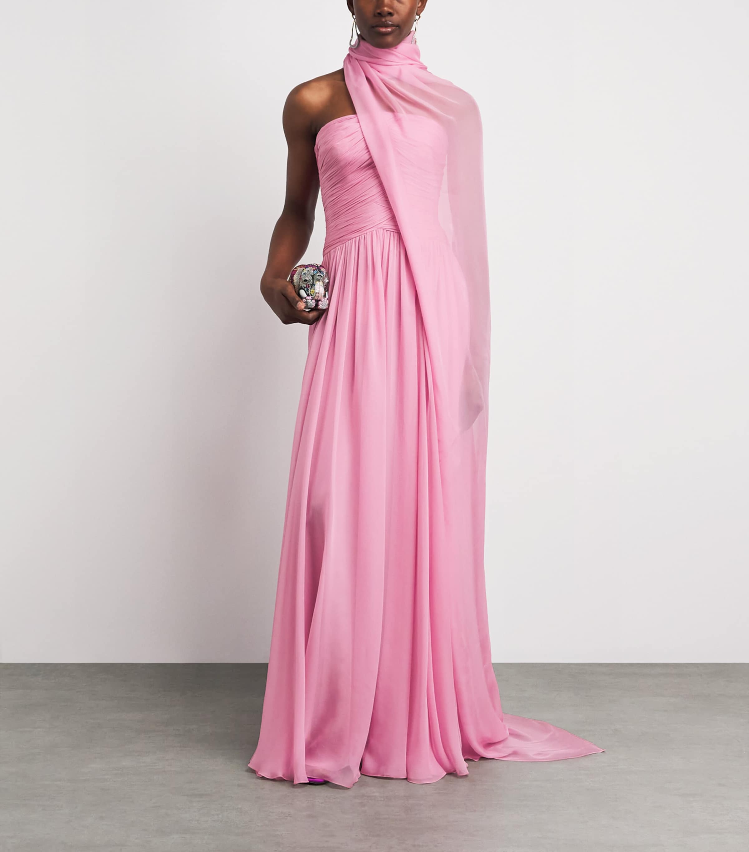 Zuhair Murad Womens Silk Chiffon Strapless Gown Cradle Pink Image 2