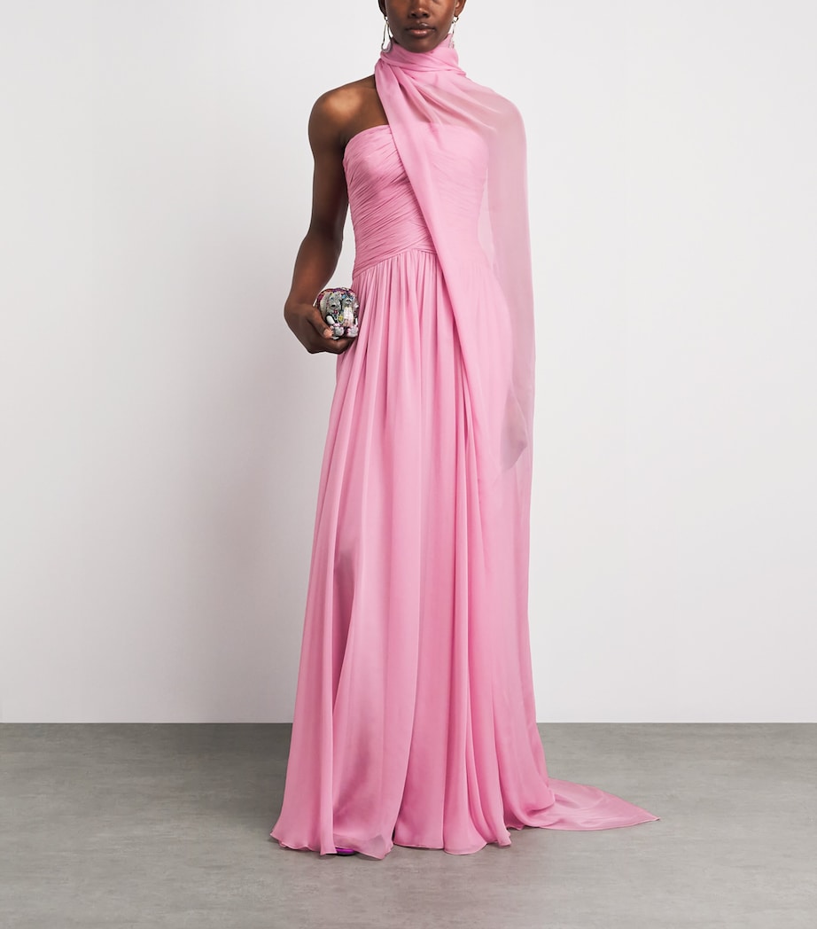 Zuhair Murad Womens Silk Chiffon Strapless Gown Cradle Pink Image 2