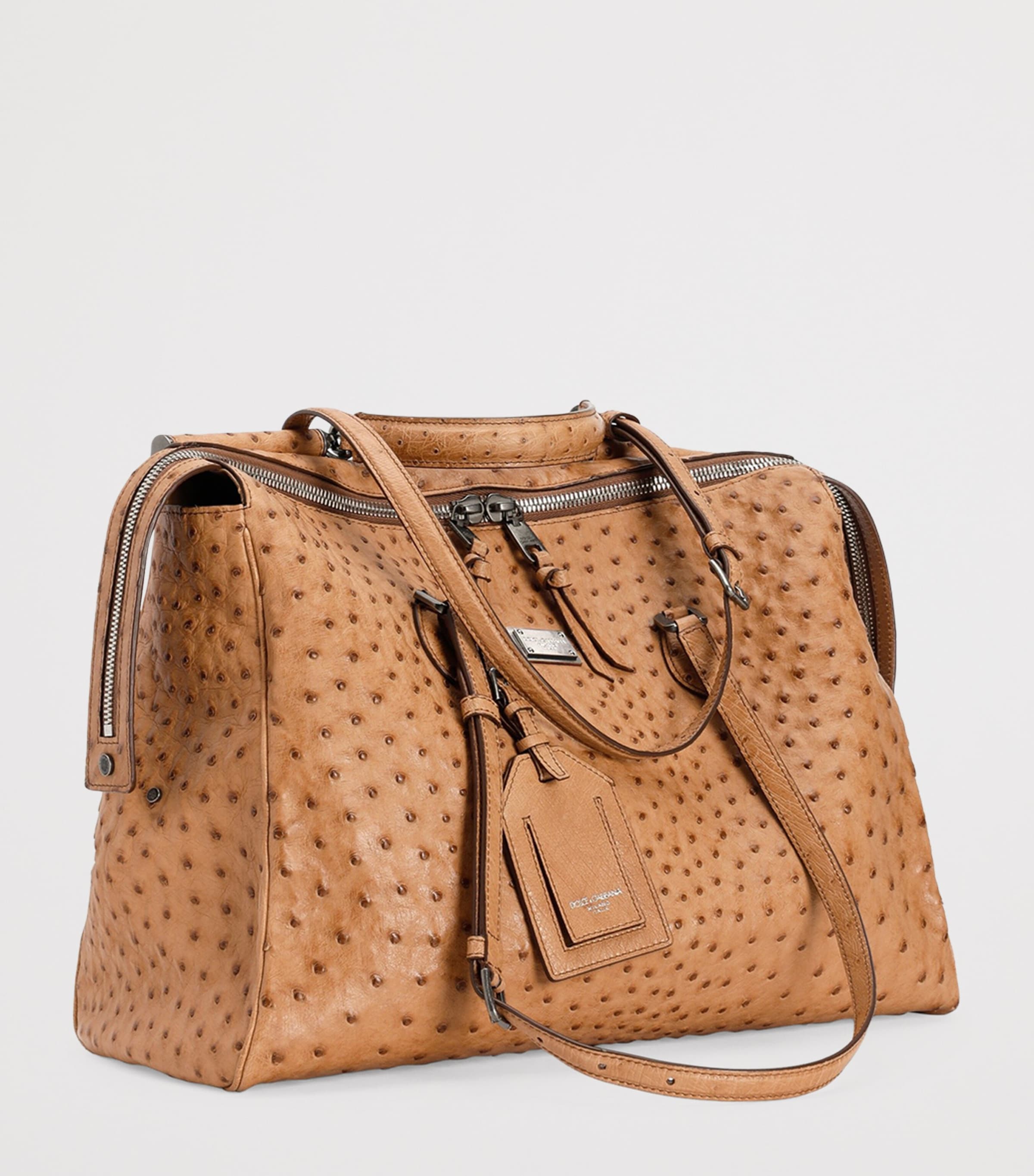 Ostrich Leather Vittoria Shoulder Bag 80040-CAMEL Image 4