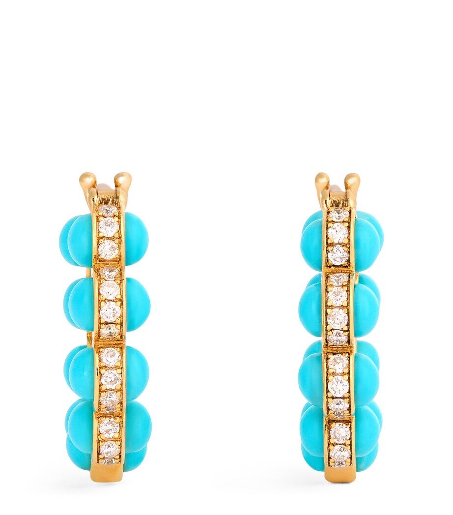 L'ATELIER NAWBAR Yellow Gold and Diamond Atoms Hoop Earrings Yellow Gold Image 1