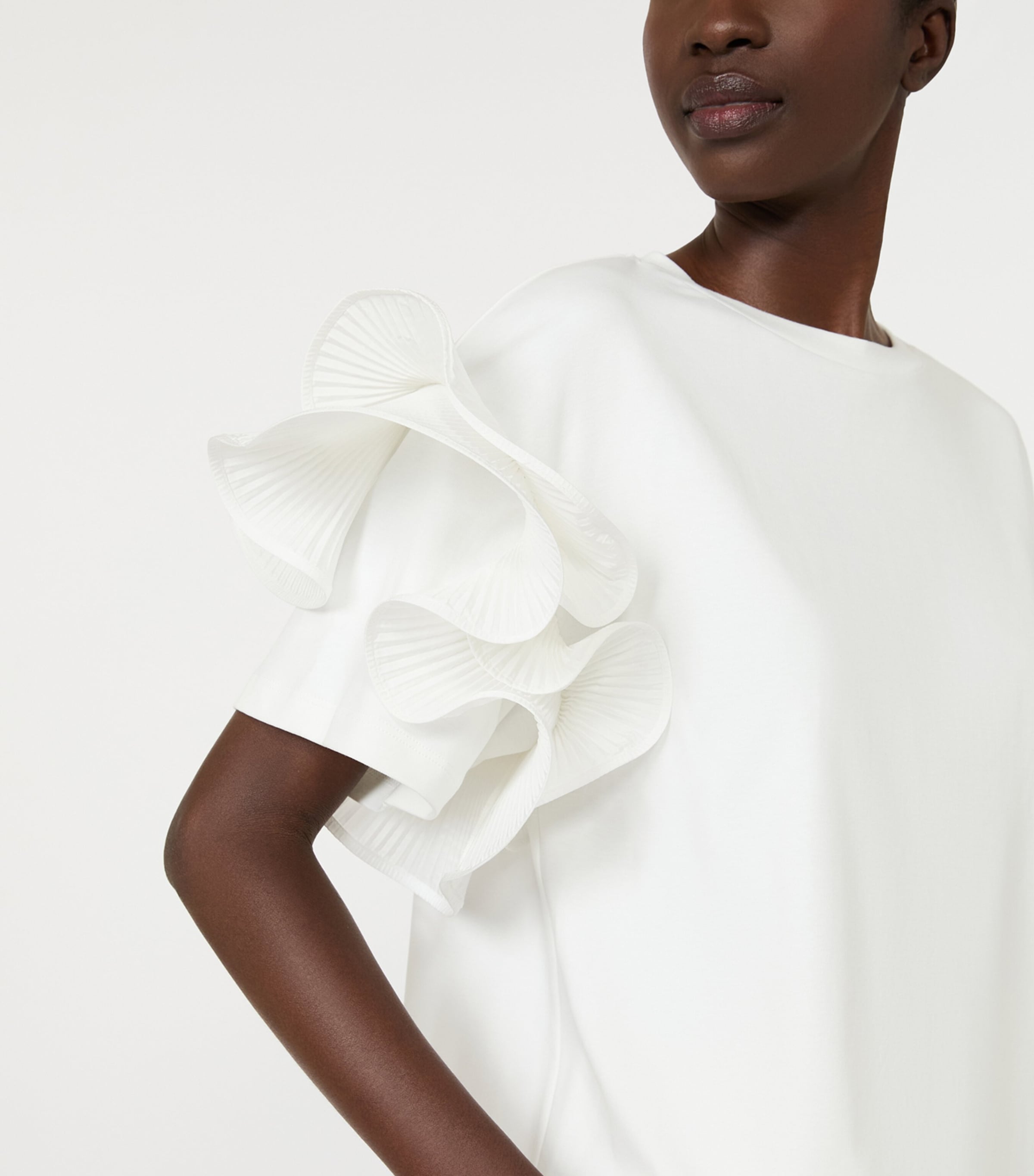 Max Mara Womens Cotton Jersey Ruffle T-Shirt White Image 5