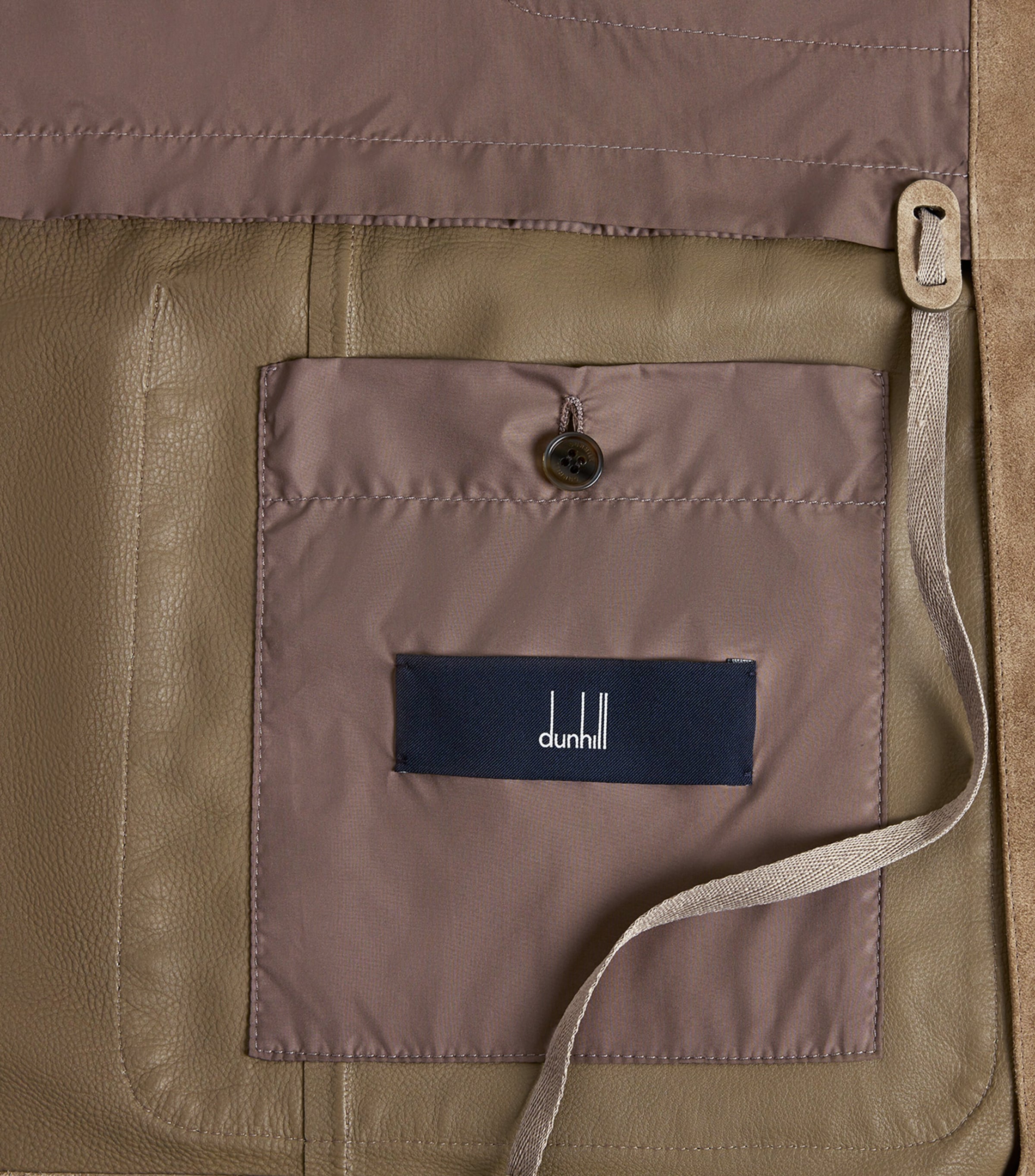 Dunhill Mens Leather Three-Pocket Jacket Khaki Image 5