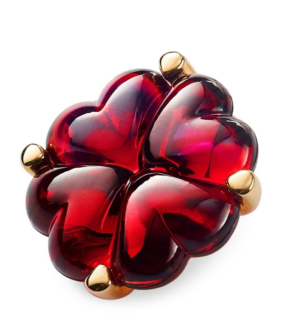 Gold Vermeil and Crystal Trèfle Pendant Necklace CLEAR Image 1