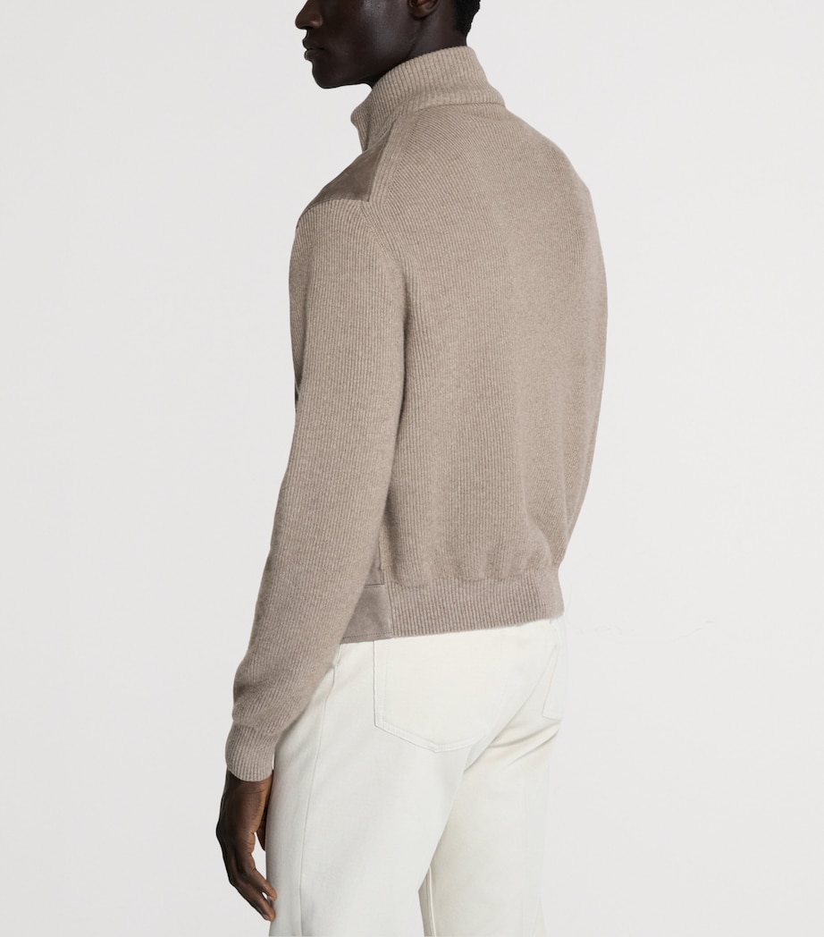 Dunhill Mens Cashmere-Leather Bomber Jacket Image 3