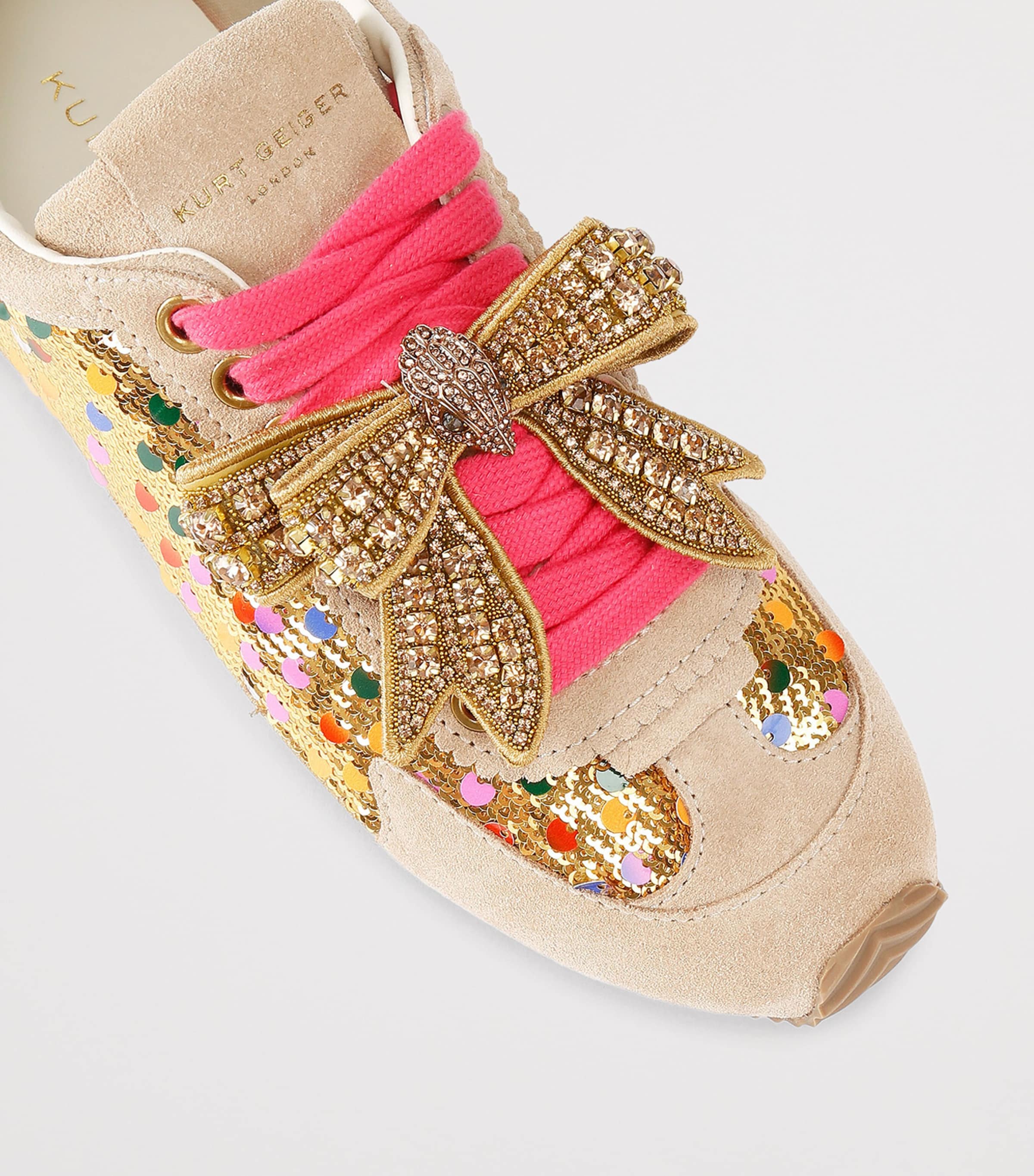 Suede Embellished Bow Islington Sneakers GOLD COMB Image 3