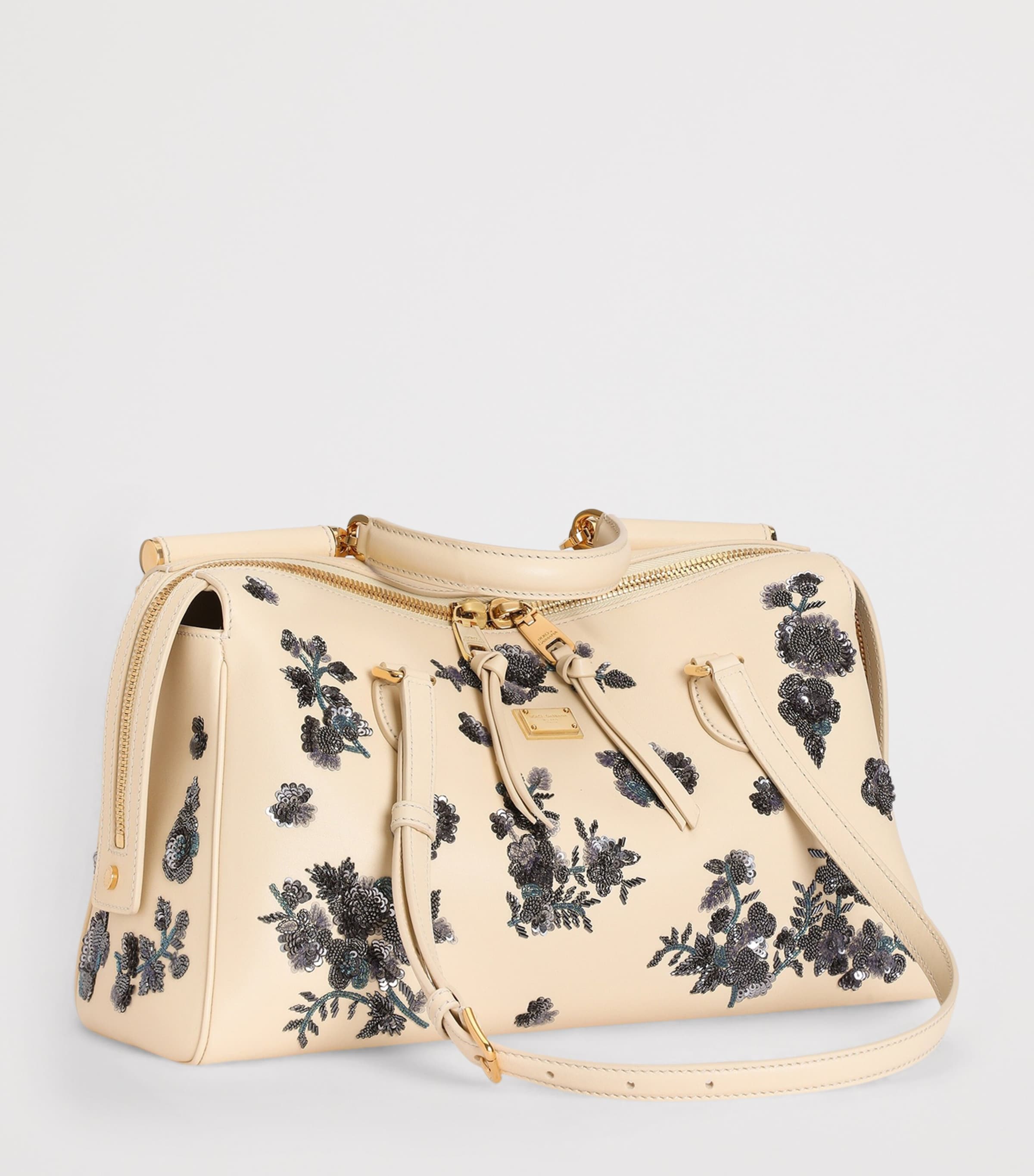 Dolce&Gabbana Calfskin Embellished Vittoria Shoulder Bag Burro/mul Image 2
