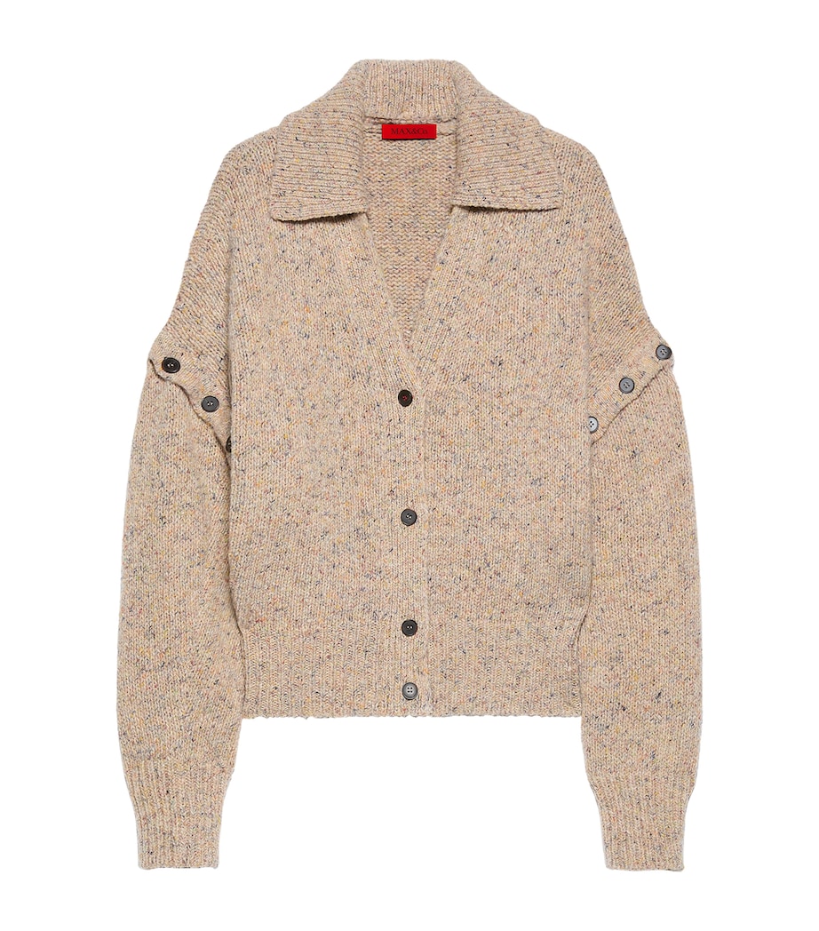 MAX&Co. Womens Wool Button-Detail Cardigan Beige Image 1