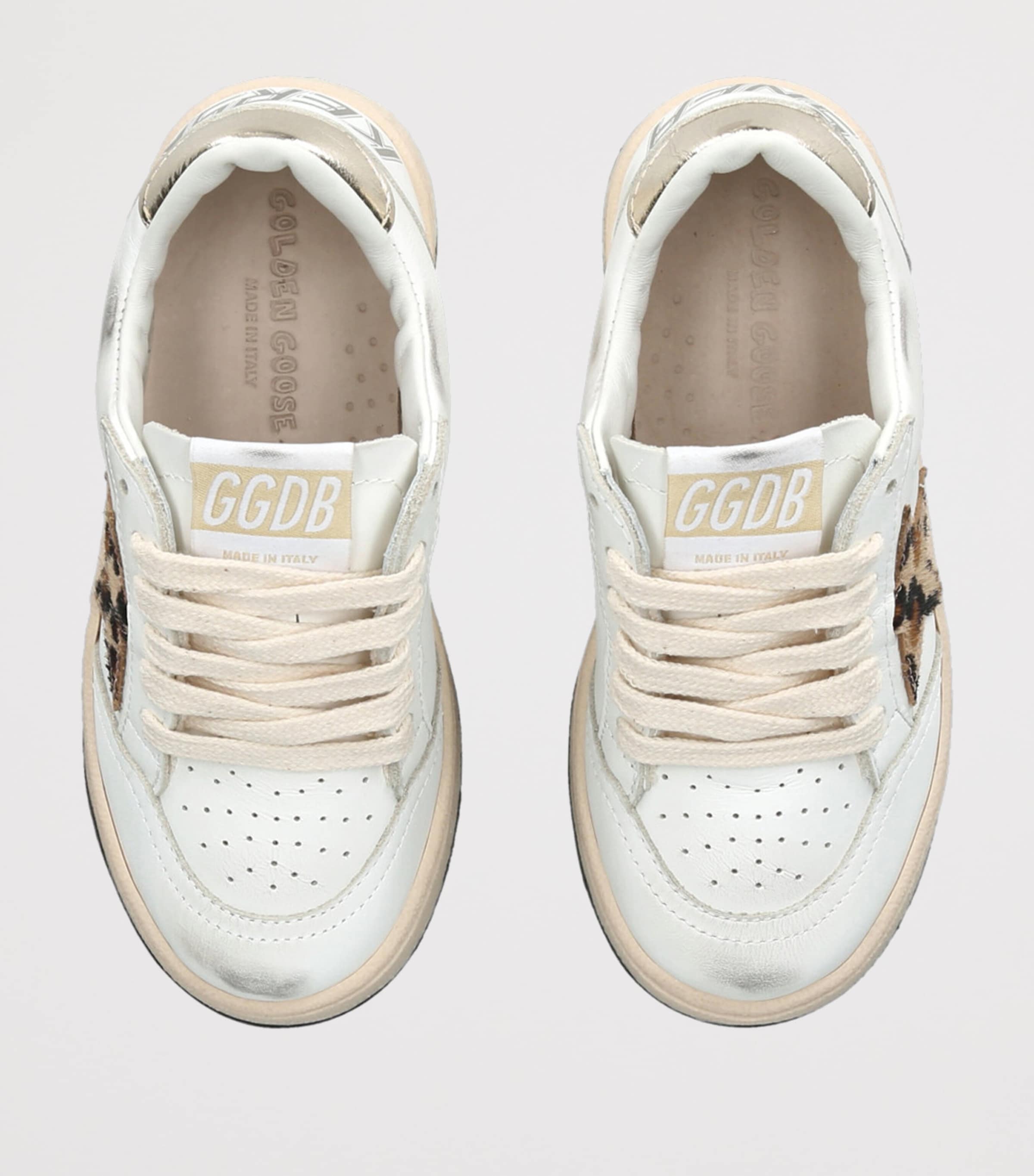Golden Goose Leather Ball Star Leopard Sneakers White/comb Image 4