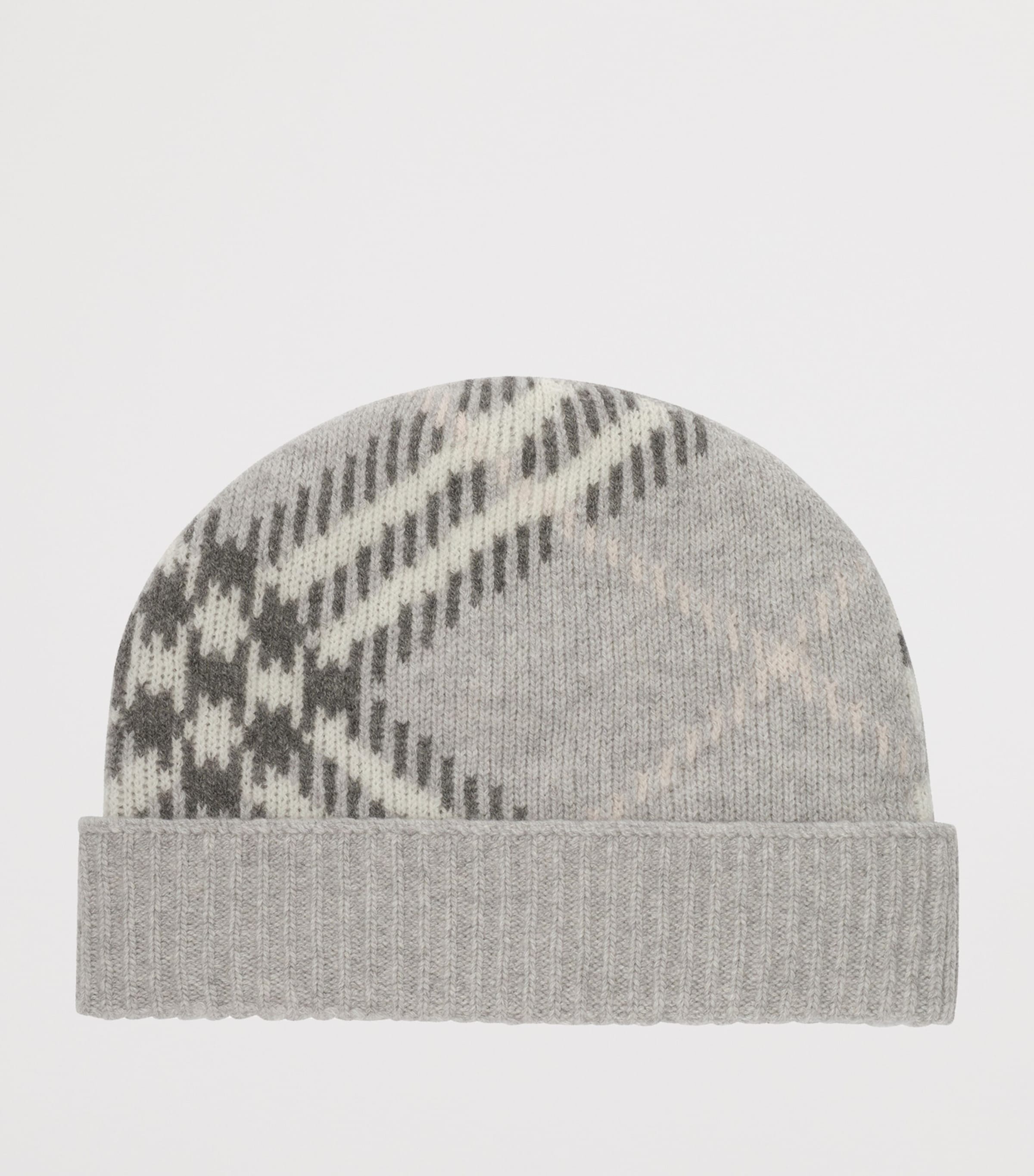 Burberry Cashmere-Blend Check Beanie Mitten Grey Image 2