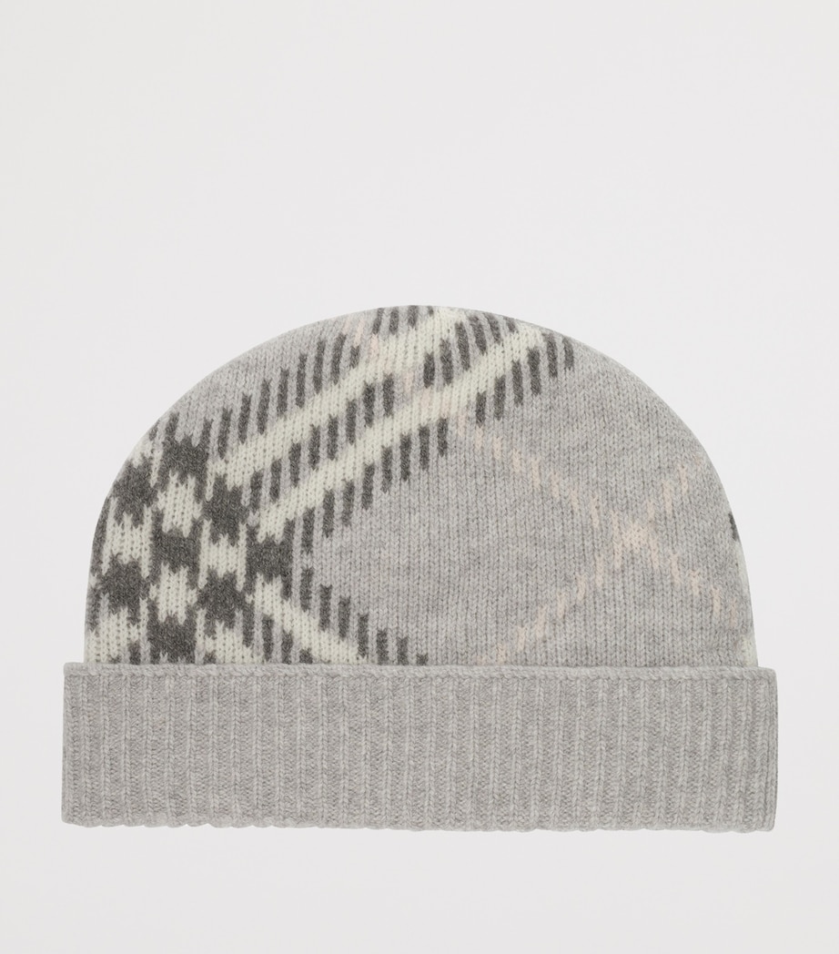 Burberry Cashmere-Blend Check Beanie Mitten Grey Image 2