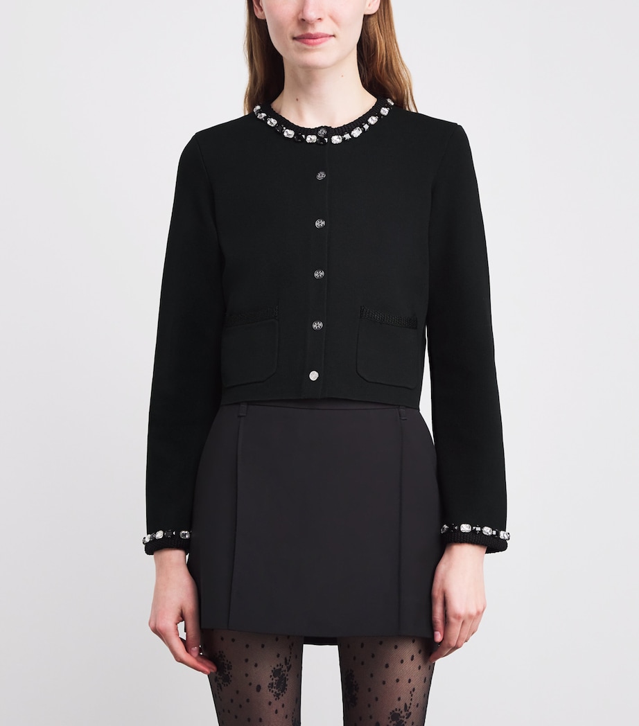 Embellished Cropped Cardigan BLACK Image 3