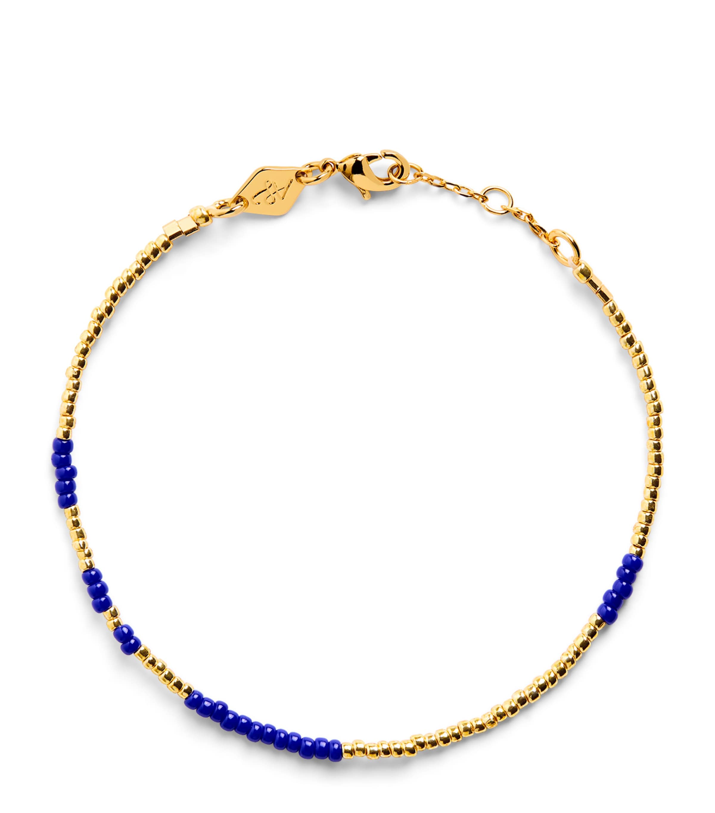 Anni Lu Gold-Plated Beaded Asym Bracelet Navy Image 1