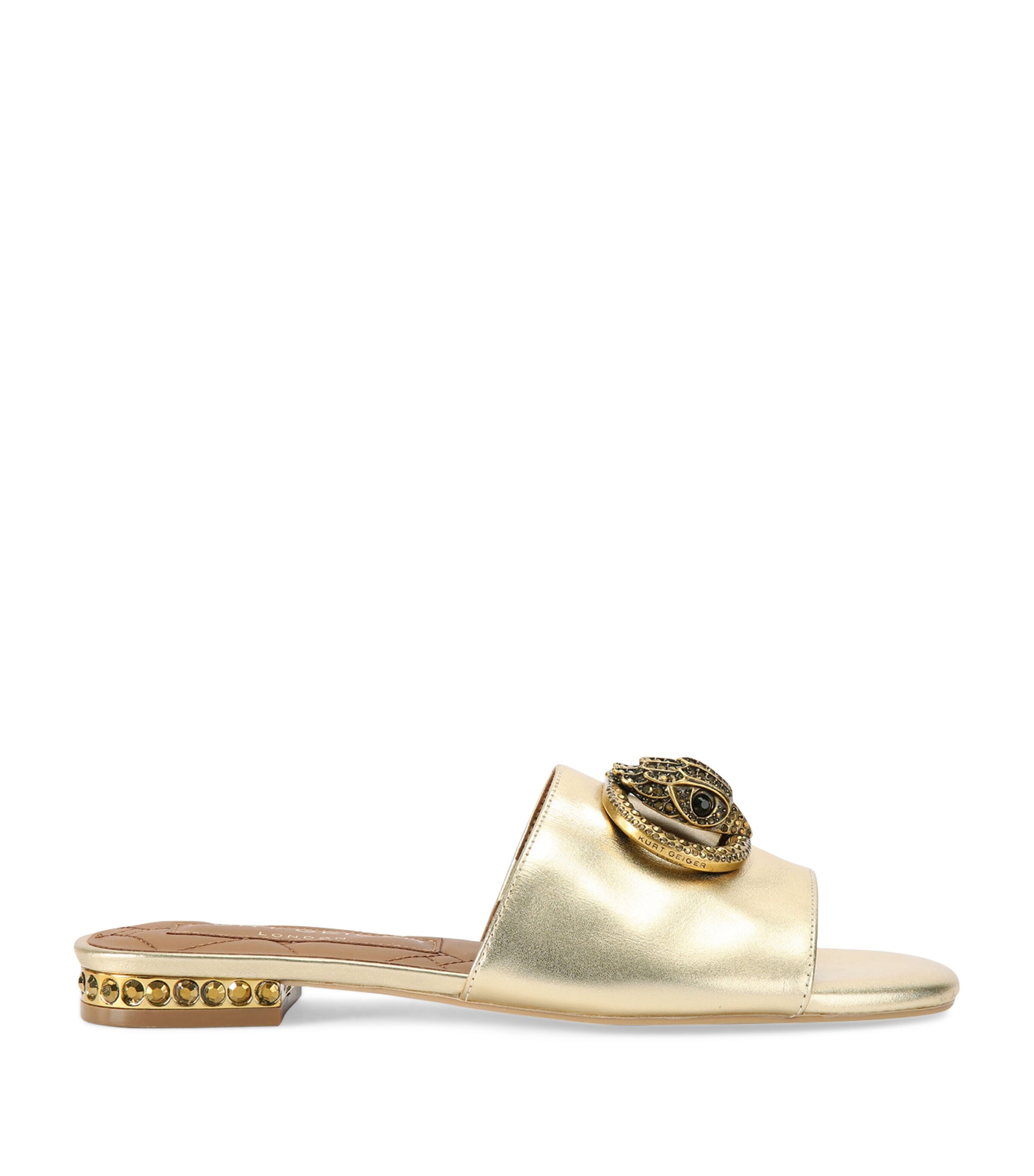 Kurt Geiger London Leather Chelsea Flat Sandals Gold Image 1