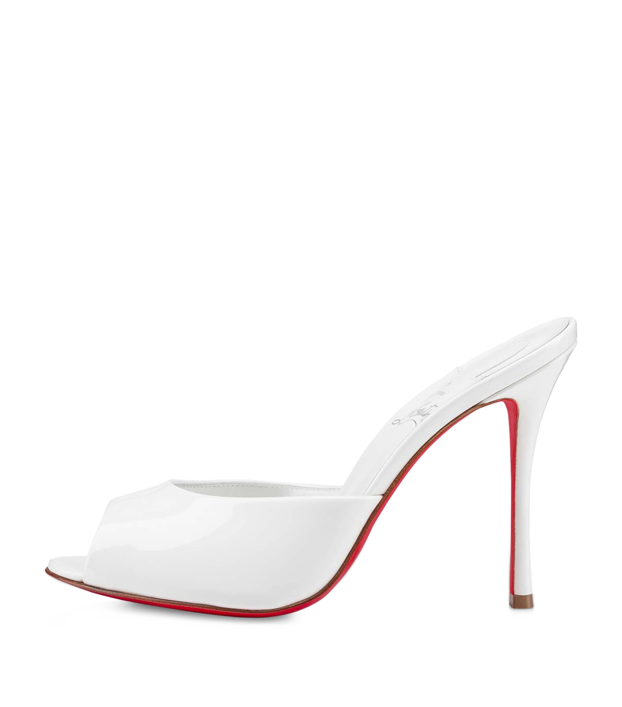 CHRISTIAN LOUBOUTIN ME DOLLY BIANCO PATENT LEATHER MULES 100 