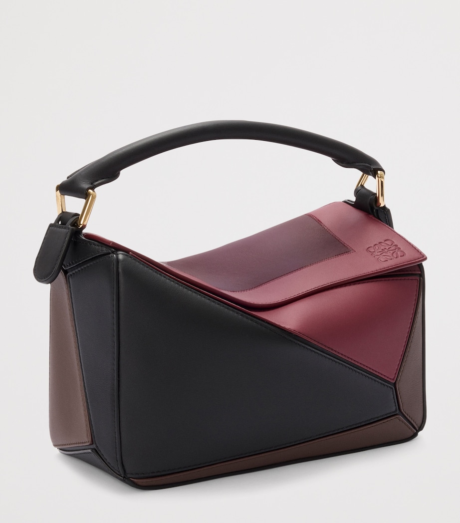 x Albers Leather Puzzle Top-Handle Bag BLACK/BURGUNDY Image 2