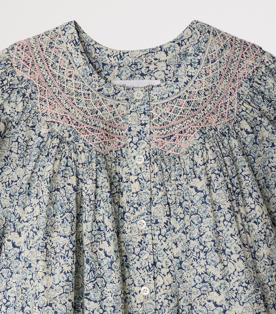 Bonpoint Cotton Floral Ladwiga Dress (10-14 Years) Fl Bleu De Prusse Image 3