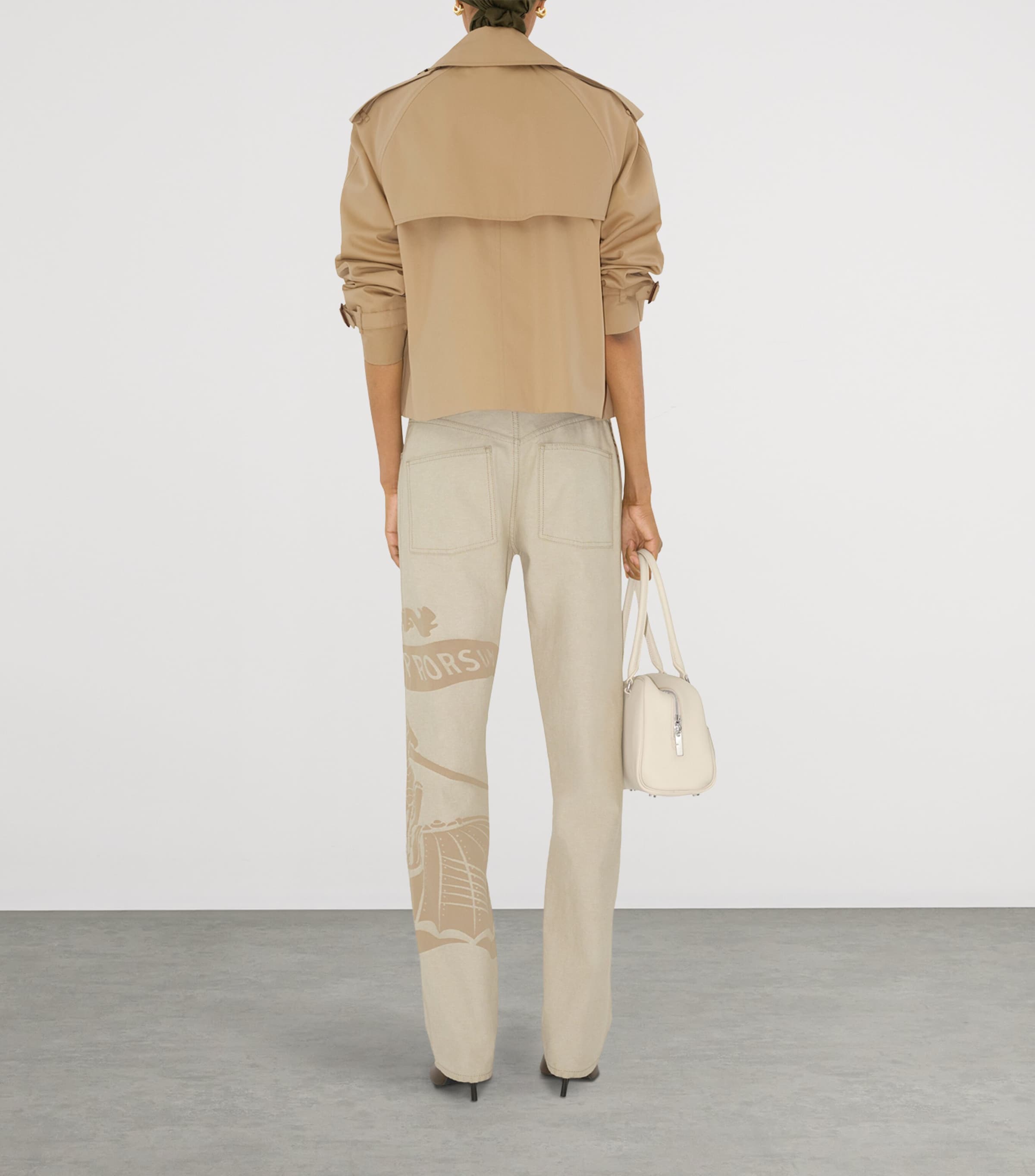Gabardine Cropped Trench Jacket HONEY Image 4