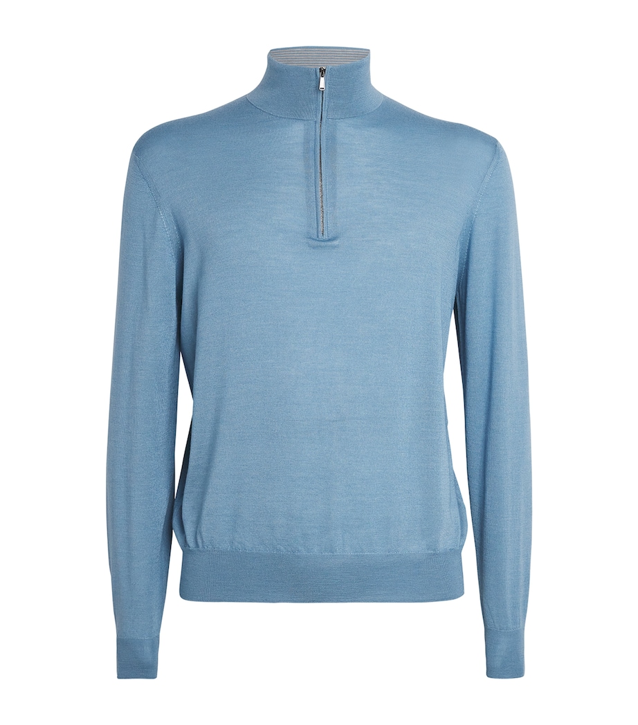 Fioroni Cashmere Mens Cashmere-Silk Quarter-Zip Sweater Orizzonte Image 1
