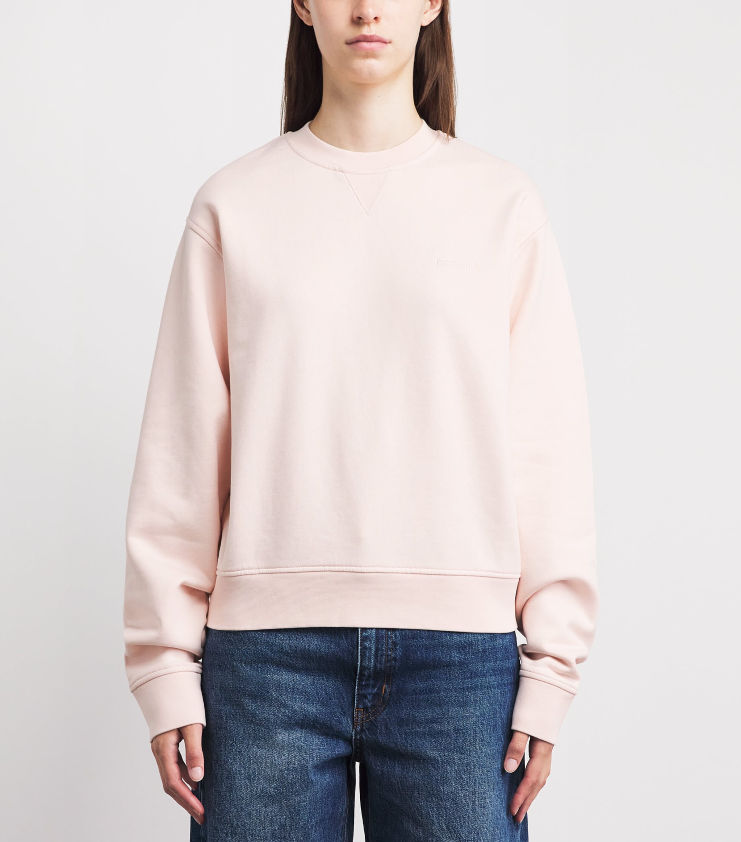 Barbour Womens Cotton Crew-Neck Sweatshirt Pink Image 4