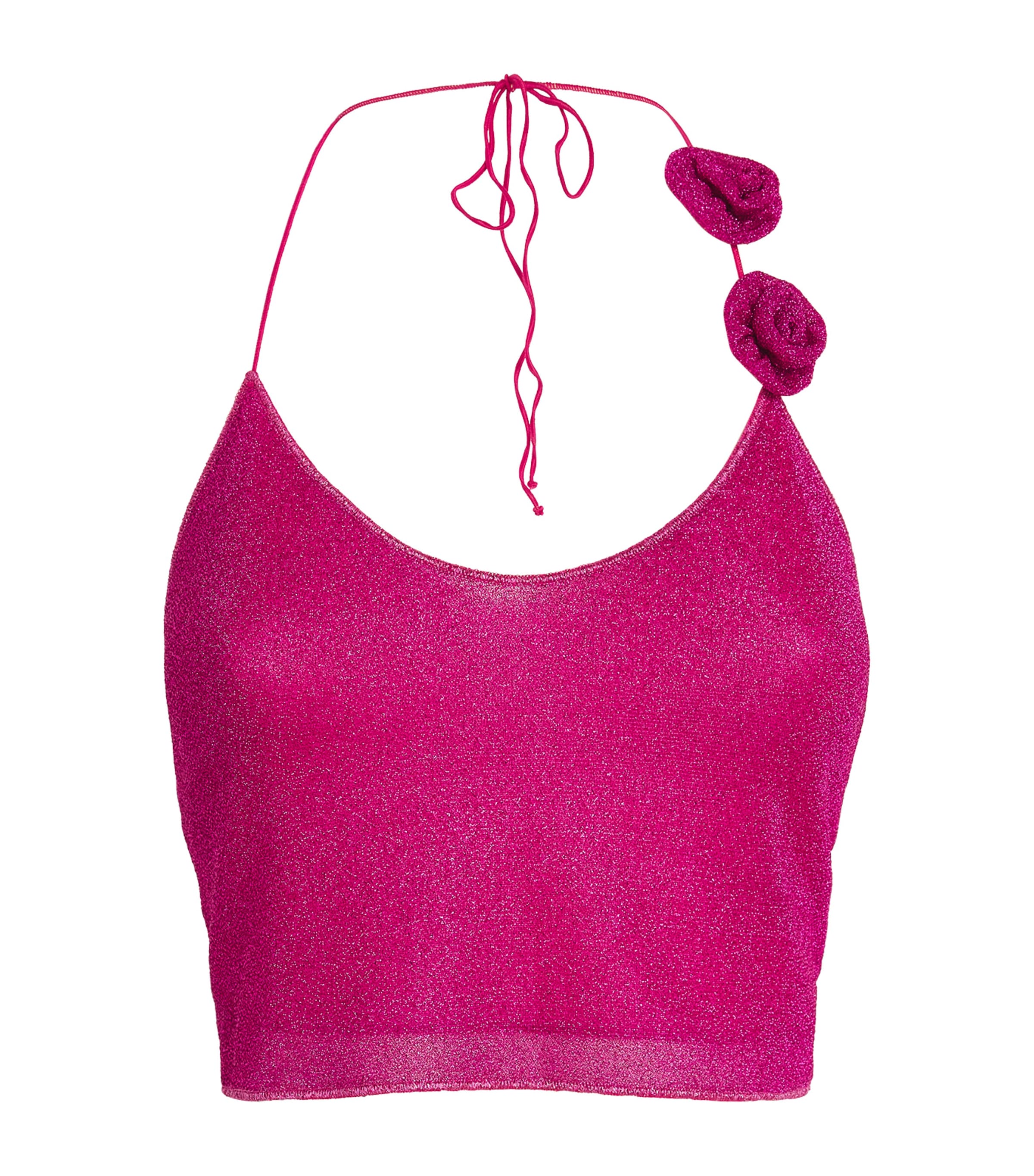 OSEREE LUMIÈRE ROSE-APPLIQUÉ CROP TOP 