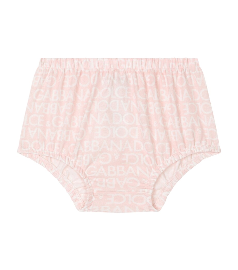 Dolce&Gabbana Kids Logo Print Dress and Bloomers Set (3-30 Months) Hfxca Dg Bianco Image 3
