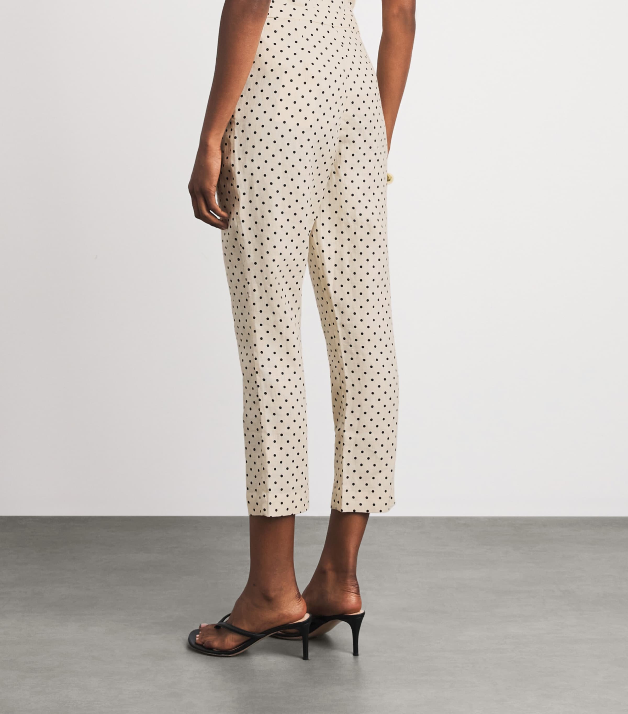 Faithfull The Brand Womens Linen Polka-Dot Iria Capri Trousers Lola Plka Dt Crm/blk Image 5