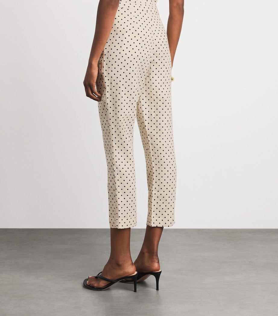 Faithfull The Brand Womens Linen Polka-Dot Iria Capri Trousers Lola Plka Dt Crm/blk Image 5
