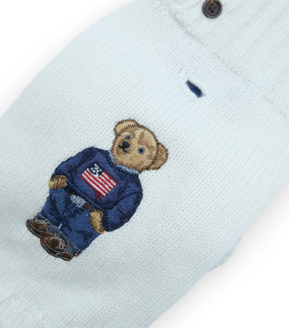 Wool-Cashmere Polo Bear Dog Sweater (Extra Extra Small) WHITE Image 3