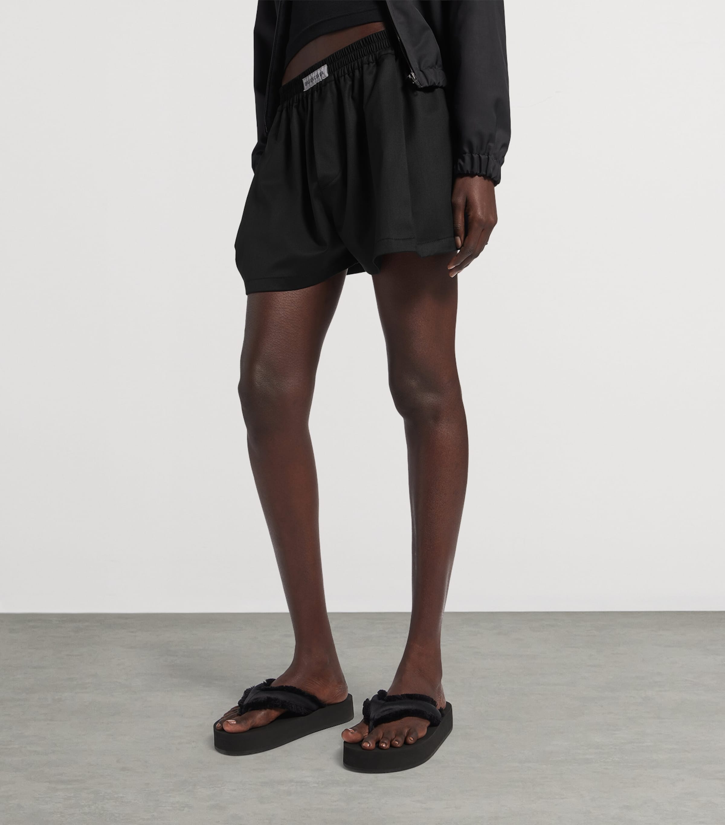 Balenciaga Womens Wool-Blend Boxer-Style Shorts Image 5
