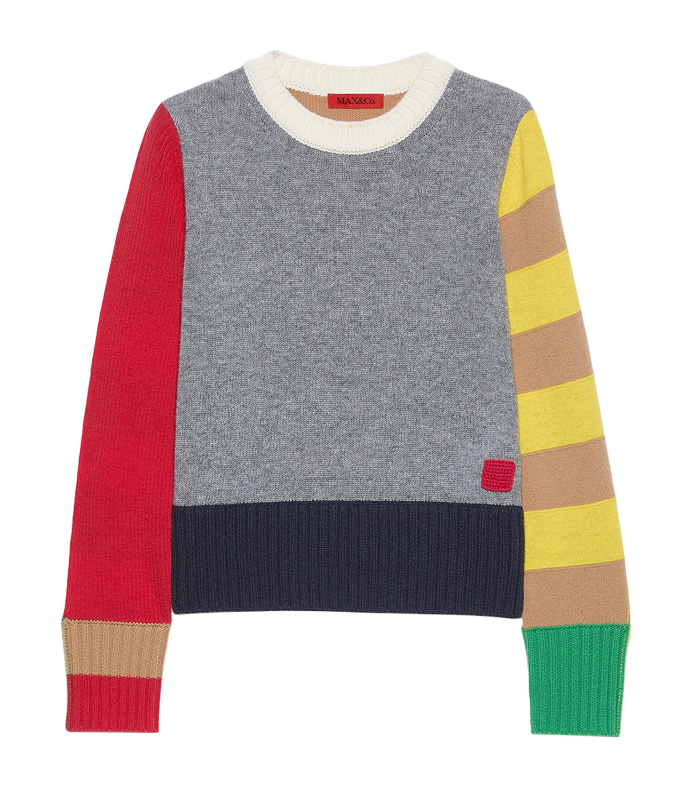 Max & Co . Virgin Wool Patchwork Sweater In Multi